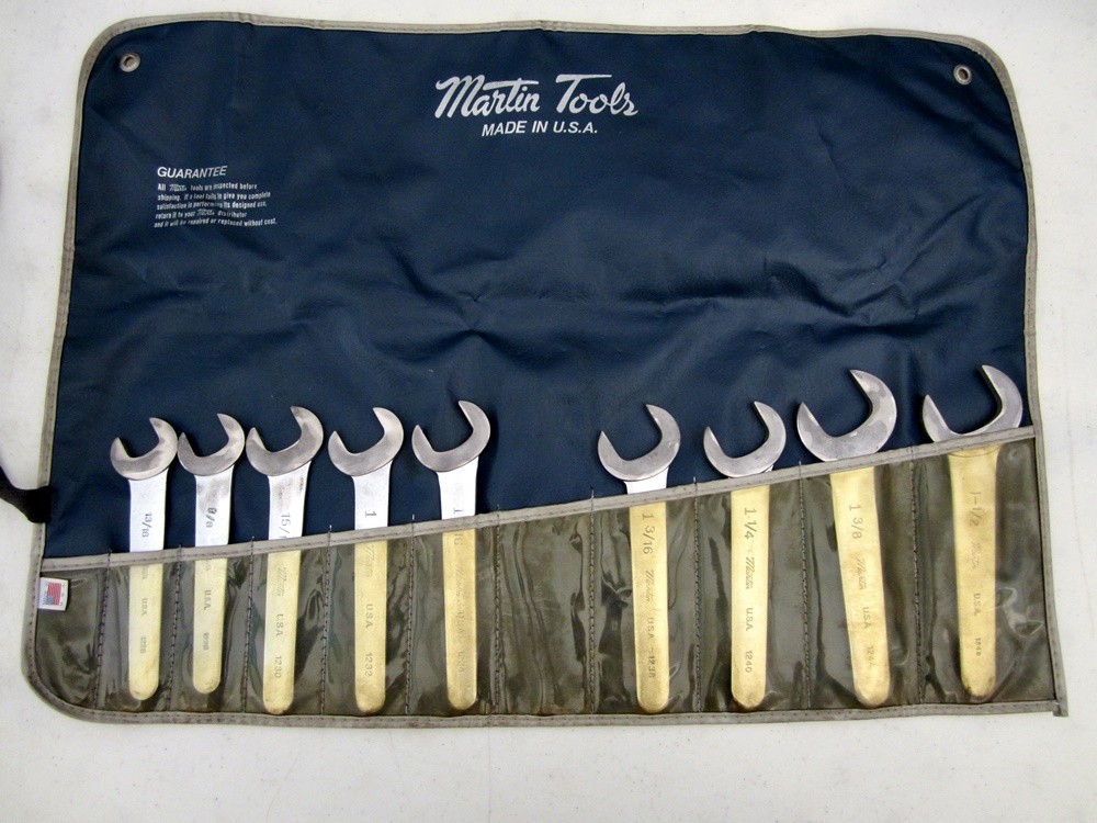 Vintage Martin Tools 9pc SAE Open End Service Wrench Set SW11K Made in USA