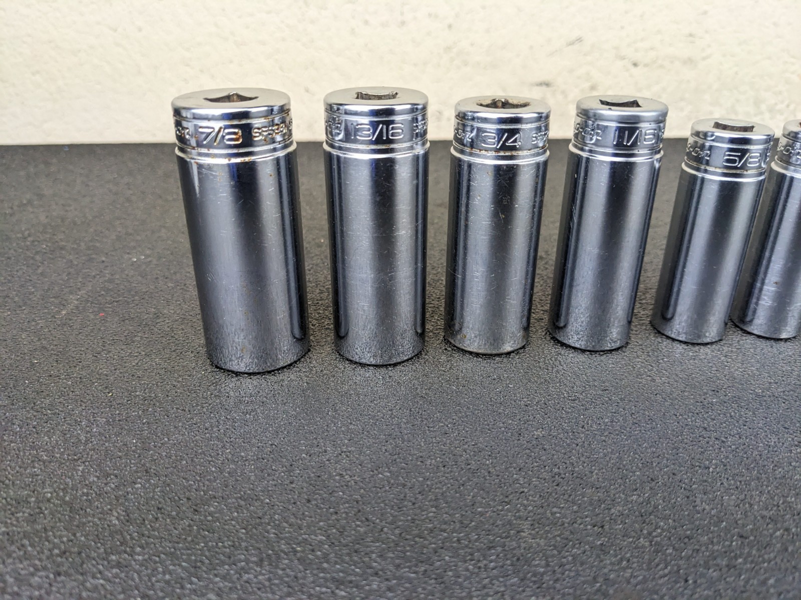 #bn942 Snap-on 211SFSY 1/4″ 7/8″ SAE 11-Piece 3/8″ Drive 6-Point Deep Socket Set