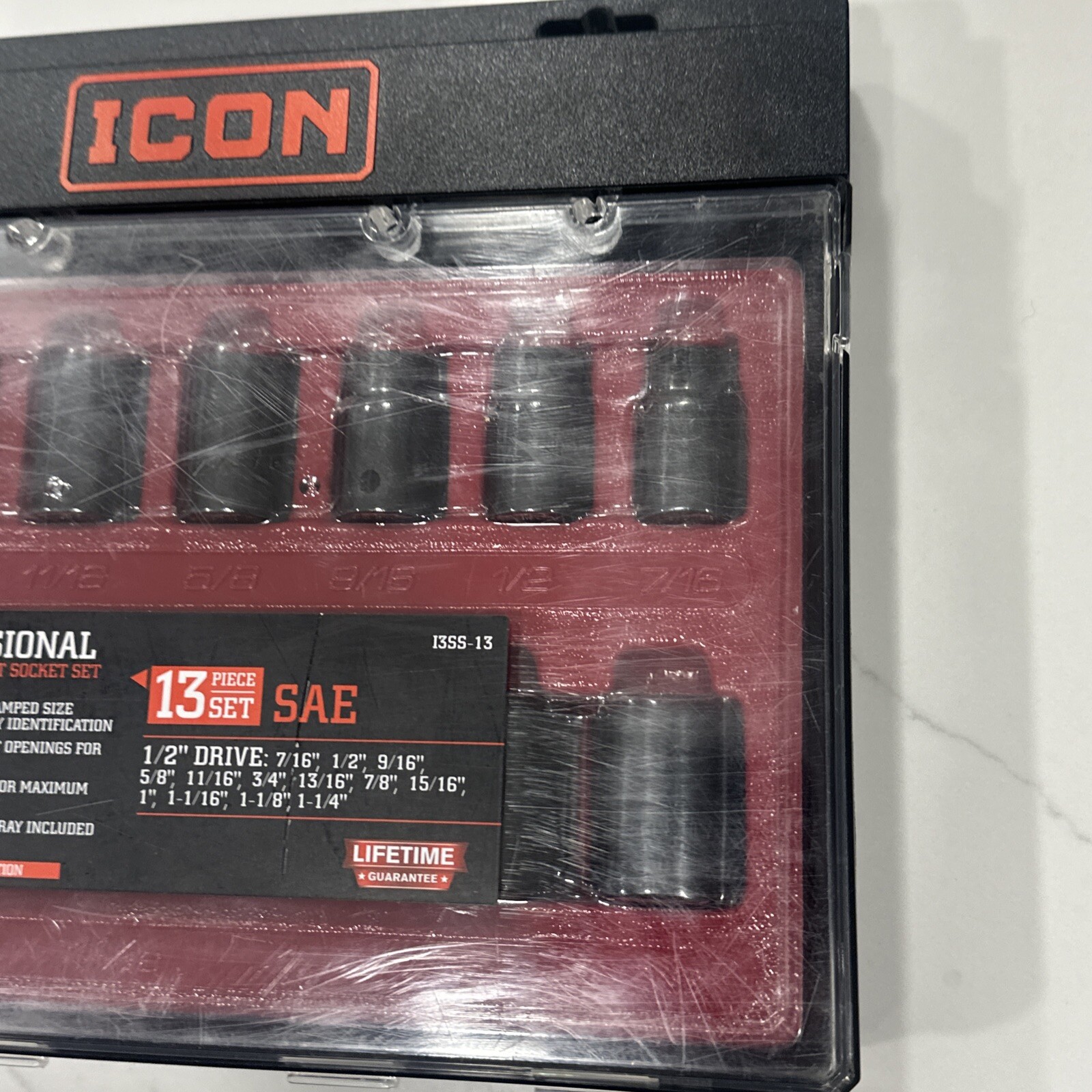 ICON Professional Standard Impact 13 Piece Socket 1/2 Drive Set SAE 13SS-13 New