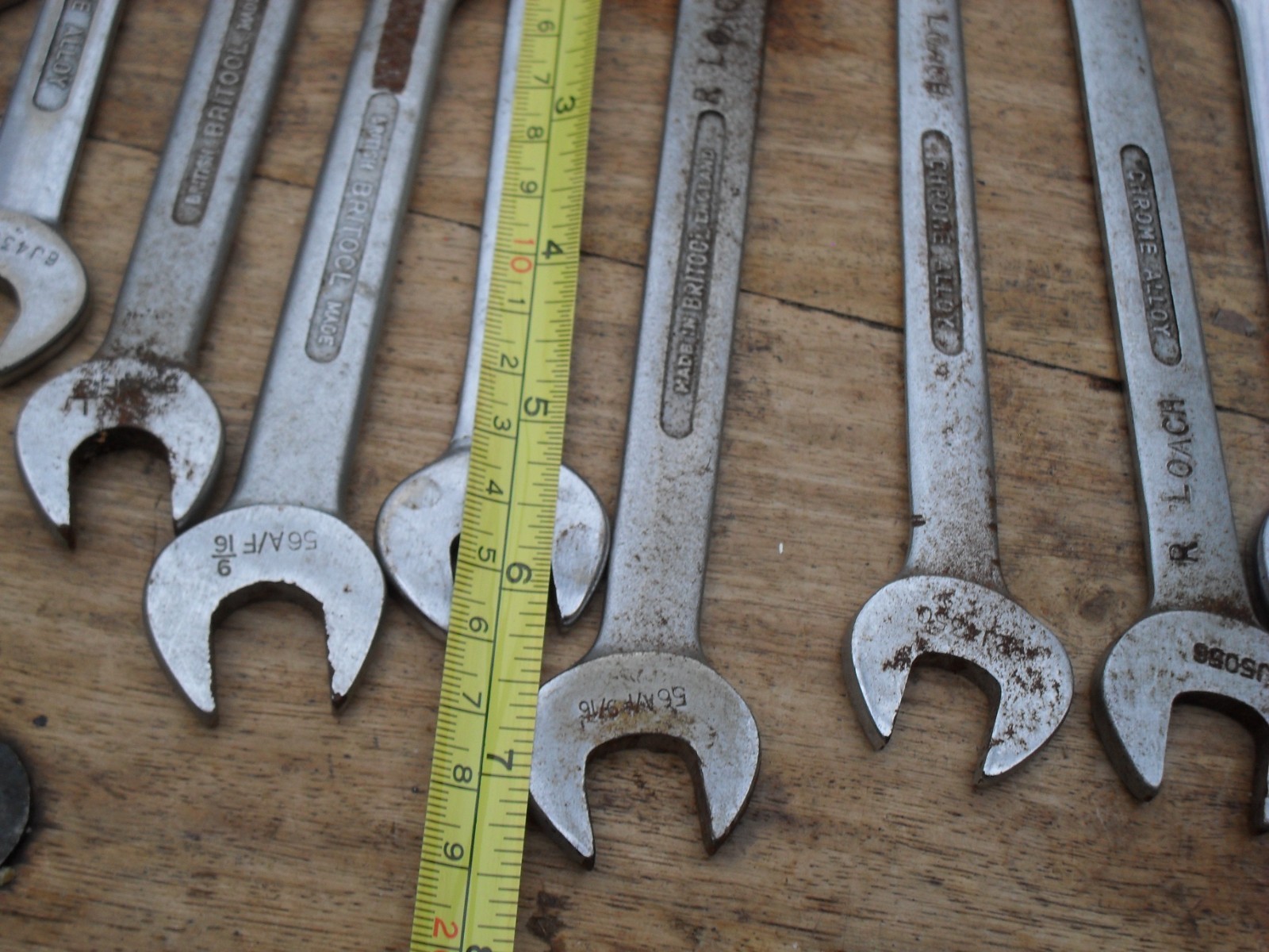 14 vintage britool AF spanners 1/2 x 7/16 (5) 1/2 x 9/16 (3) 9/16 x 5/8 (3) more
