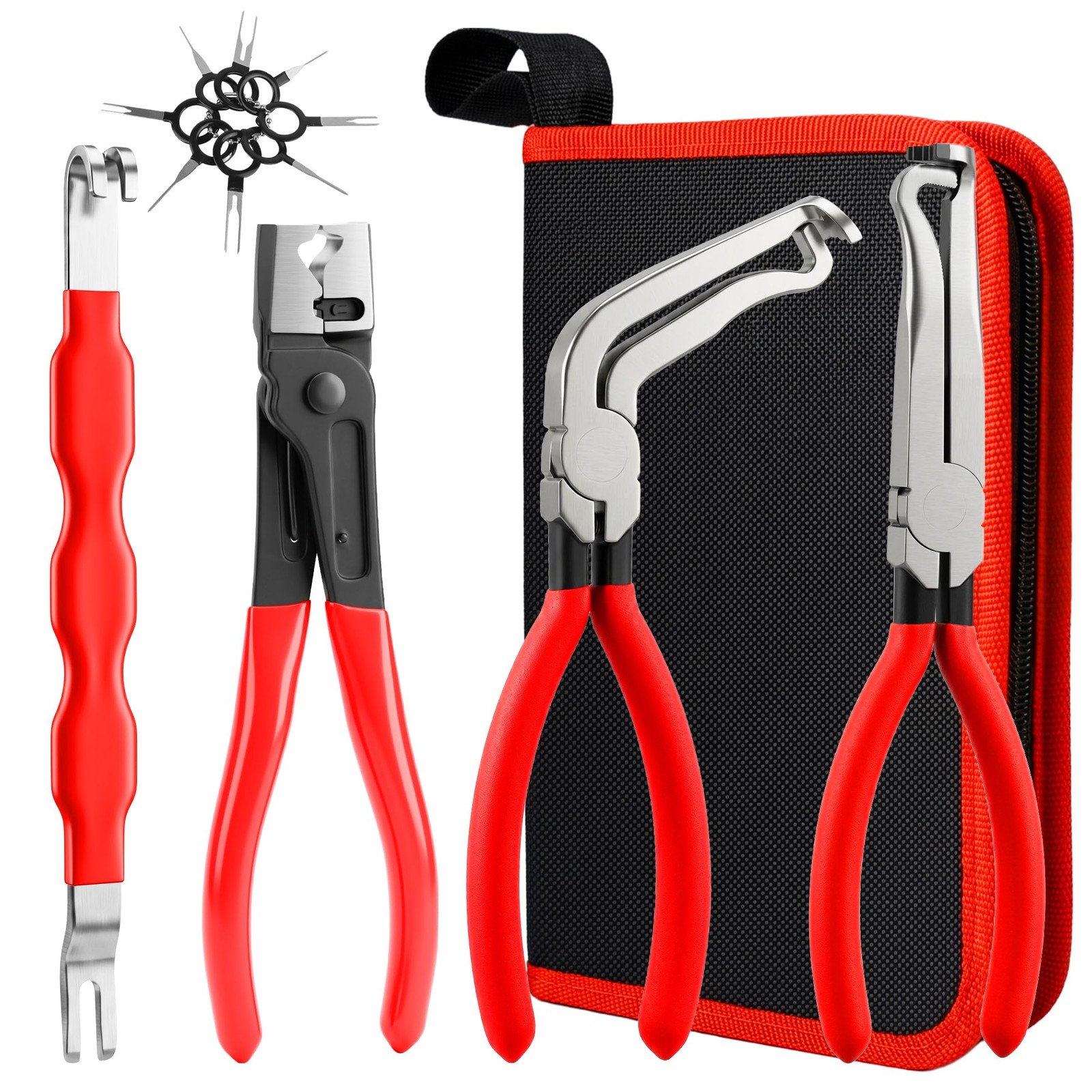 5PCS Electrical Disconnect Pliers Set, Automotive Red