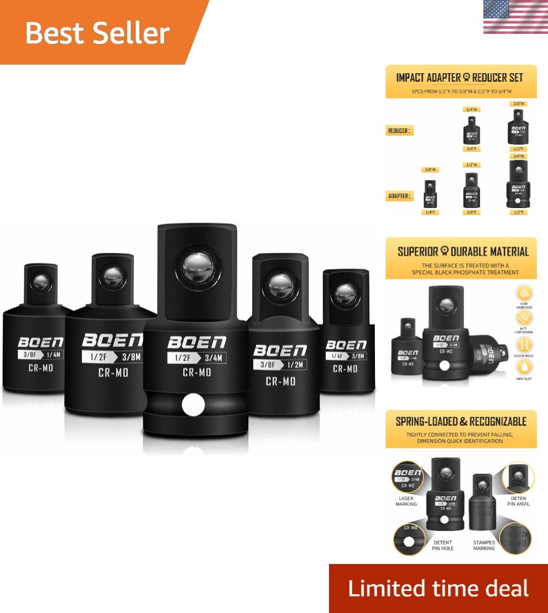 Comprehensive Impact Socket Adapter Set – 5 Pieces for Automotive Excellence