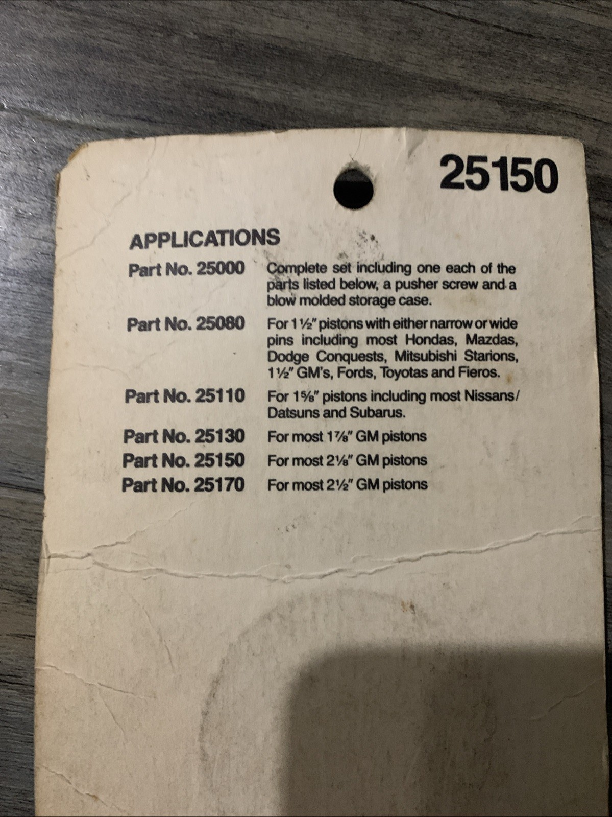 Lisle Tool Corporation 2-1/8” Adapter Prt# 25150 For GM Disc brake Pistons