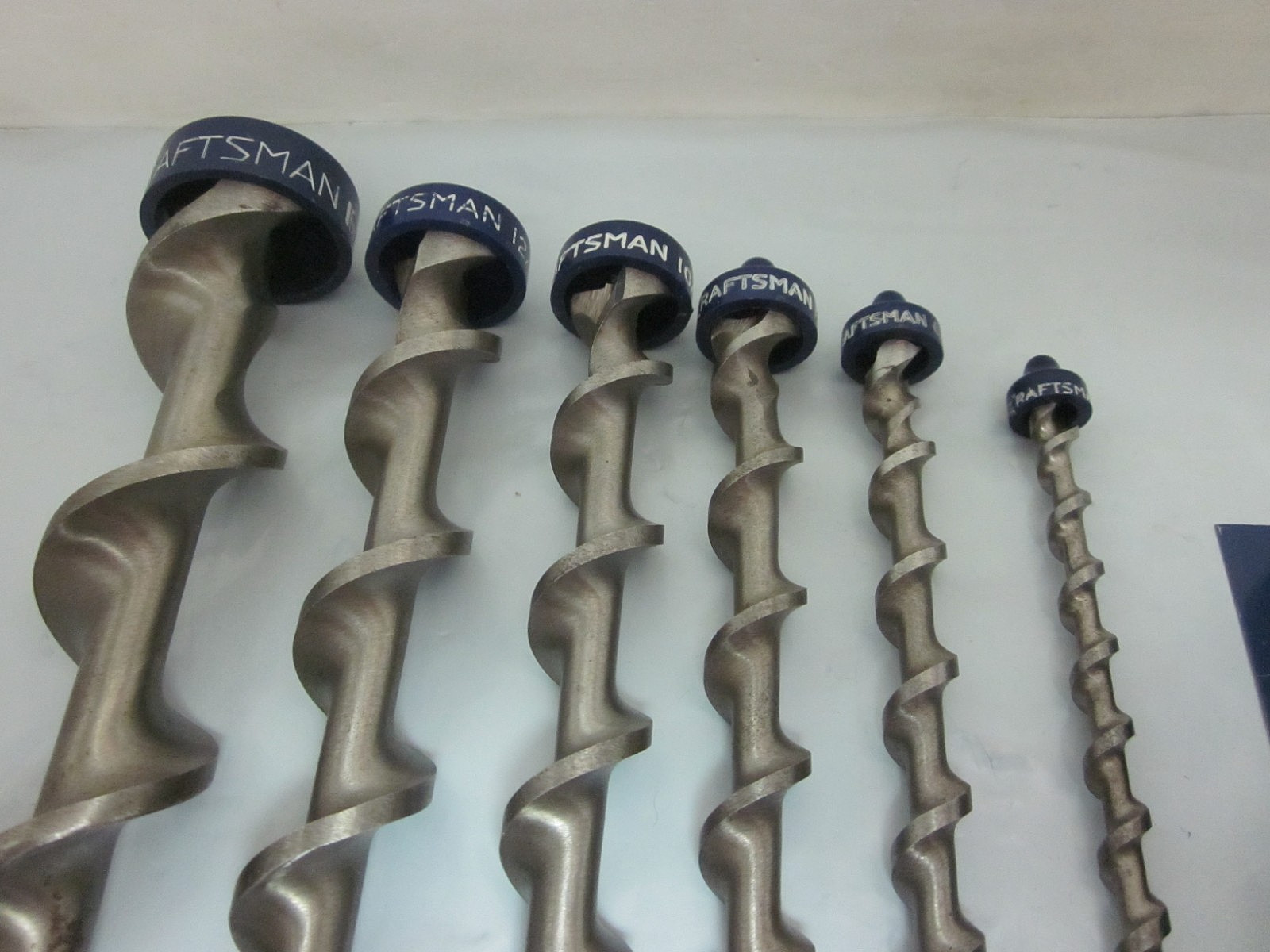 Vtg Craftsman Set Of 6 Auger Drill Bits W/Metal Wall Mount 1/4″ to 1″ USA