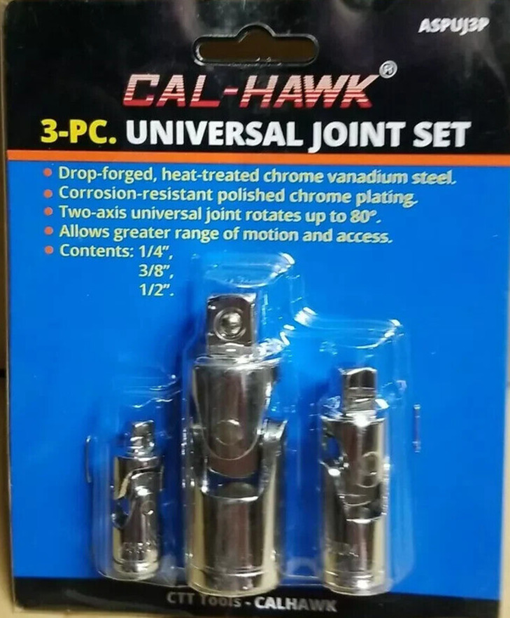 3 PC Universal Joint Set 1/4, 3/8, 1/2 NEW