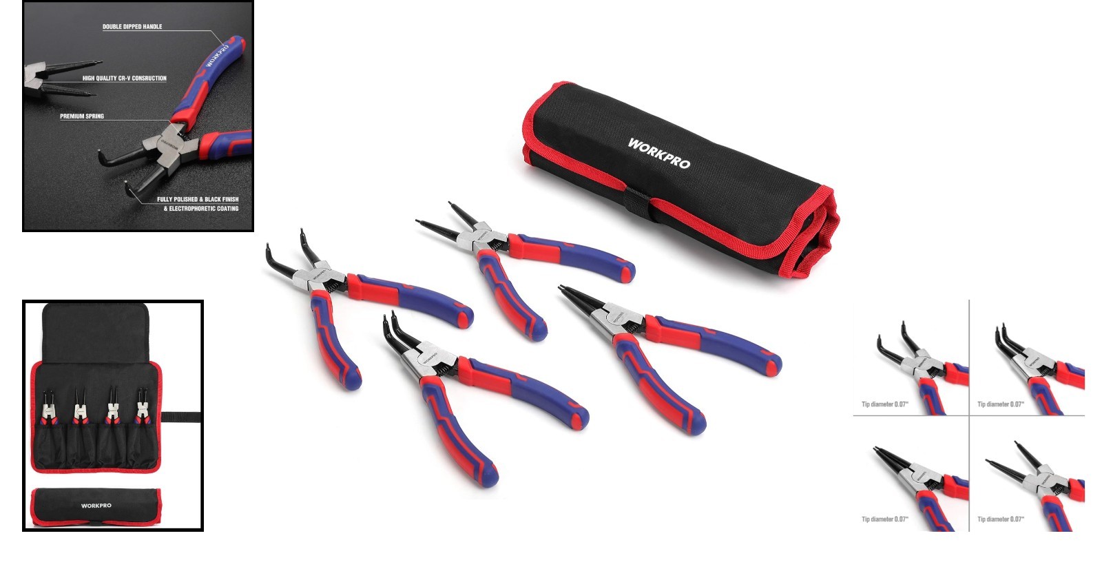 Ergonomic Snap Ring Plier Set – 7-Inch Heavy Duty with Multi-Application Use