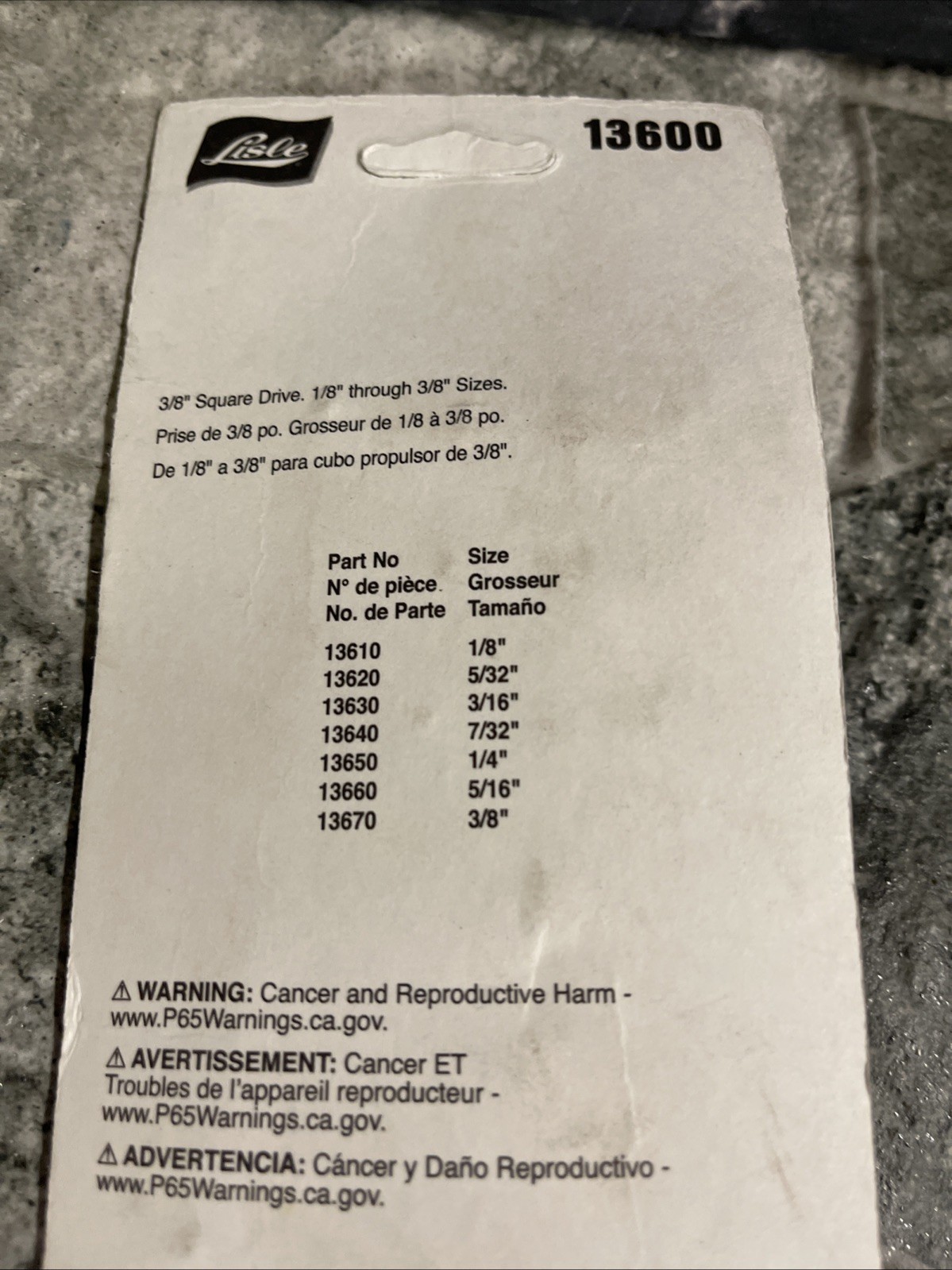 Lisle 13600 7pc 3/8″ Dr. Hex Bit Set