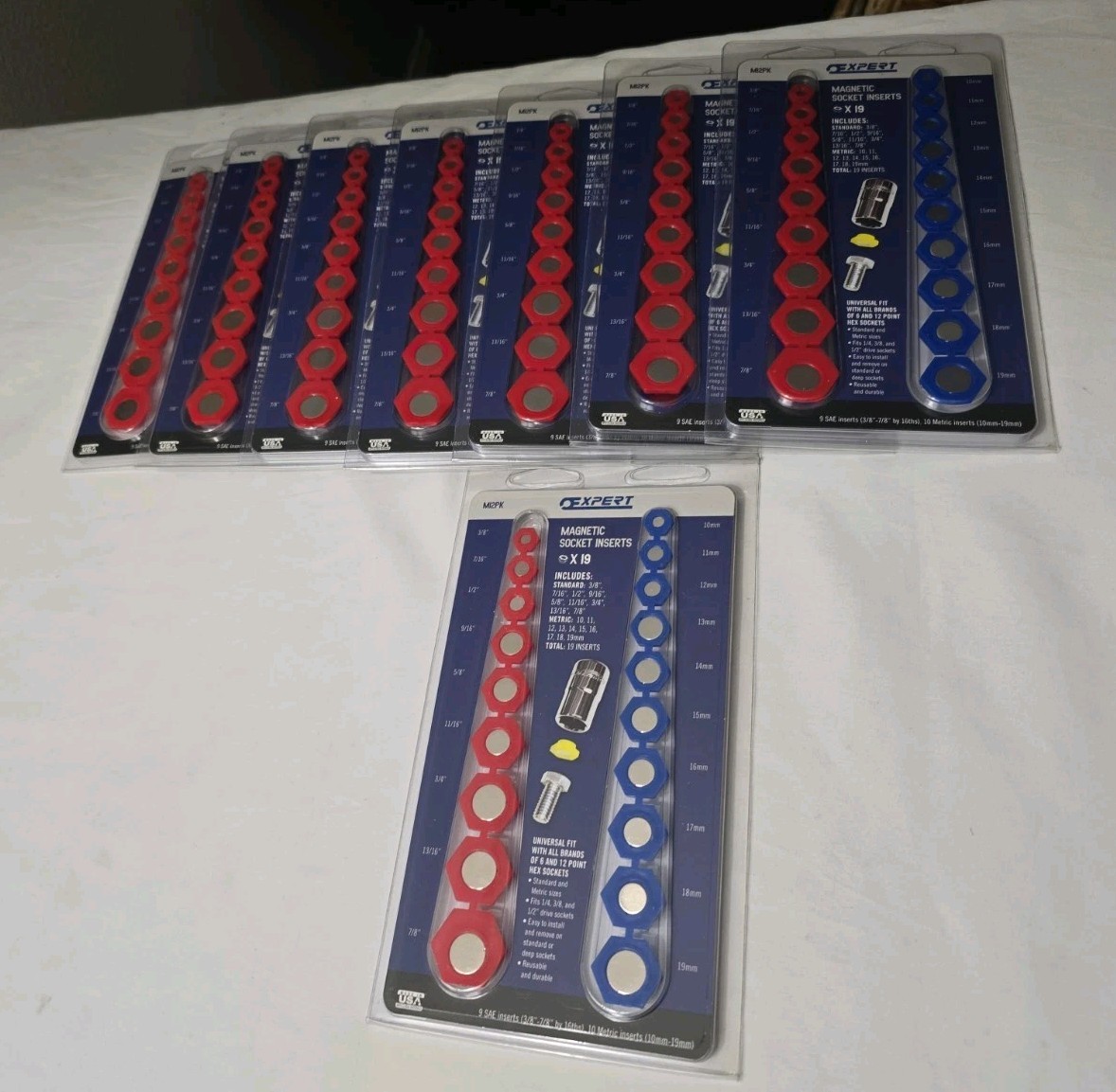 8 Packs-Expert Magnet Socket Insert Set Standard (SAE) and Metric Universal