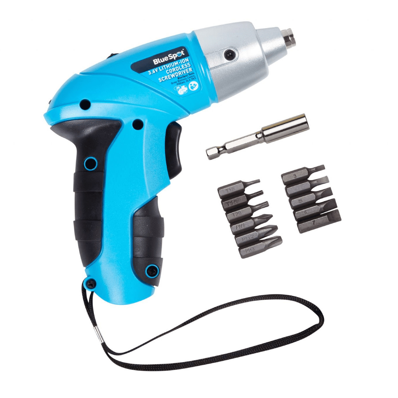 Blue Spot 12066 Lithium-ion Cordless Screwdriver 3.6v with 11 Piece Bit Set