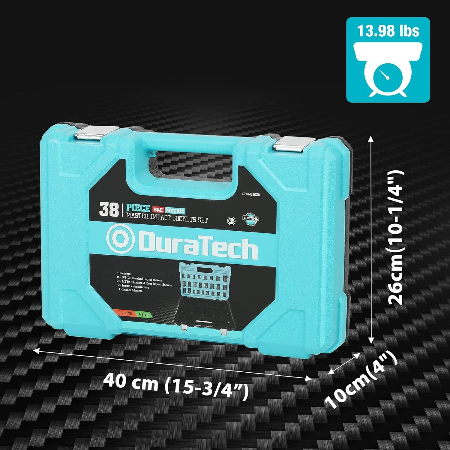 Professional 38-piece High-Quality Socket Set – Metric/SAE – Impact Adapter