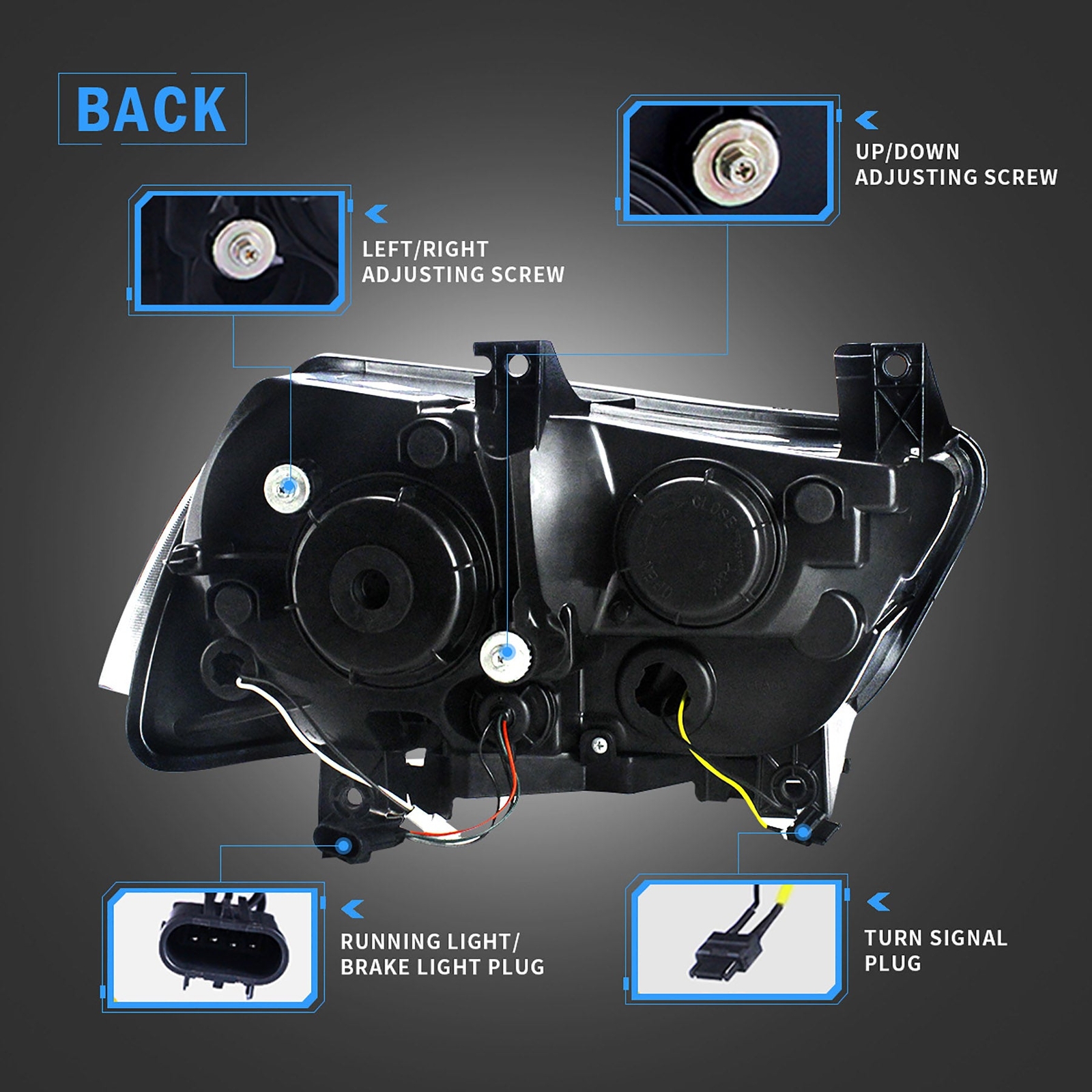 VLAND Headlights w/RGB DRL Sequential Turn+LED Bulbs For Dodge Charger 2011-2014