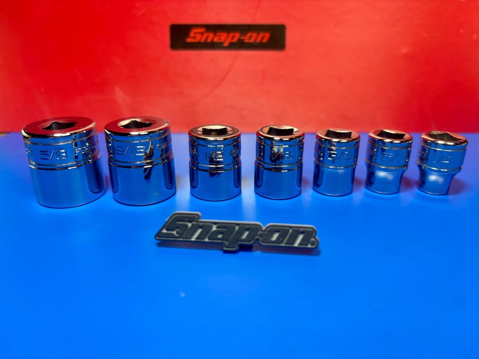 Snap-On Tools 7pc 3/8″ Drive 8-POINT DOUBLE SQUARE Socket Set W/Mag Tray