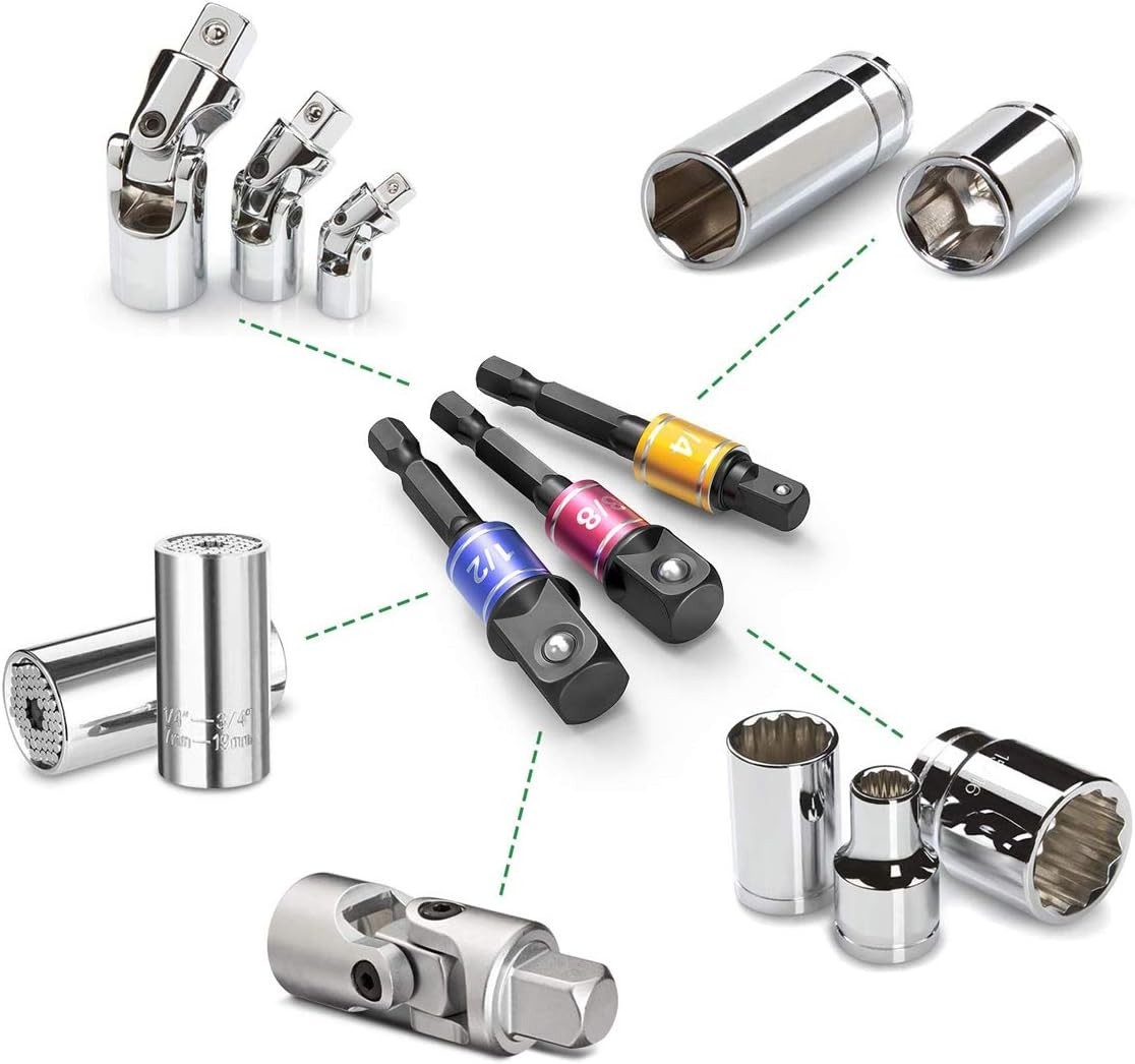 3-Piece Impact Grade Socket Adapter Set – Versatile Power Drill Converters