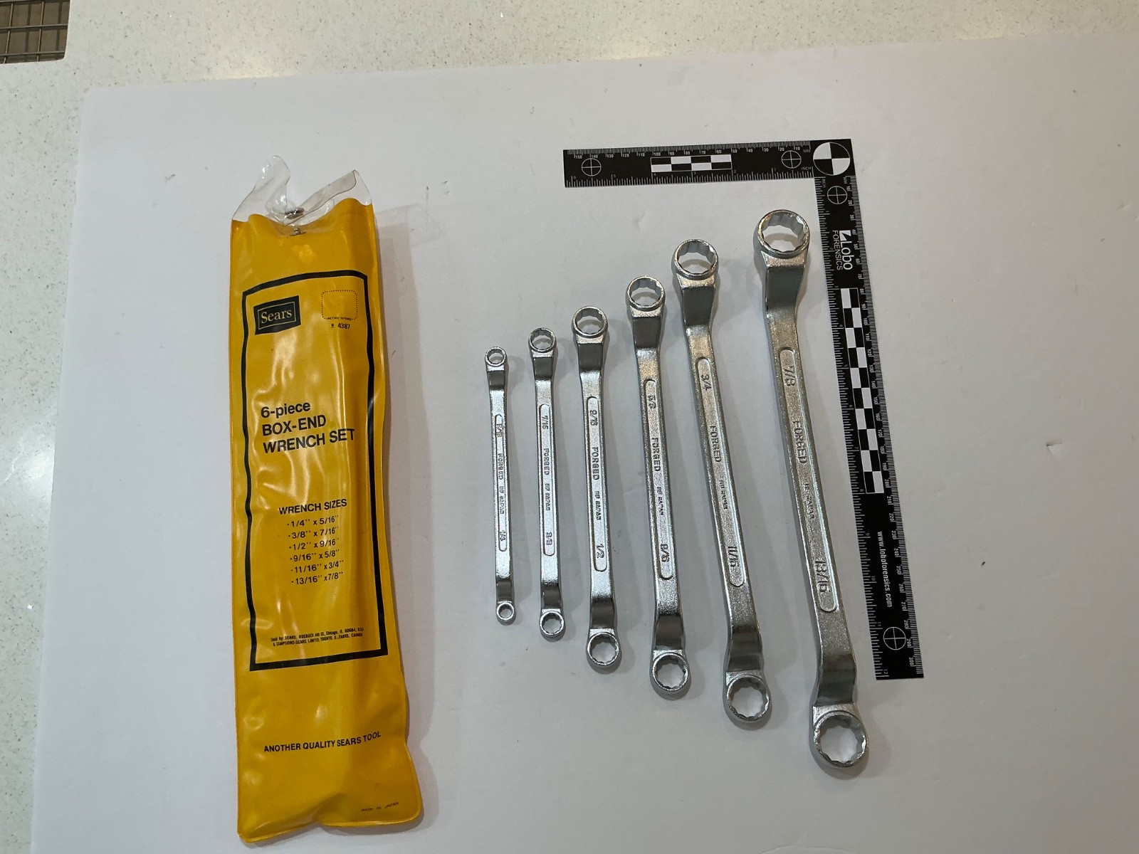 Vintage NOS Sears brand 6 box end wrench set SAE 4387 1/4” to 7/8” Japan
