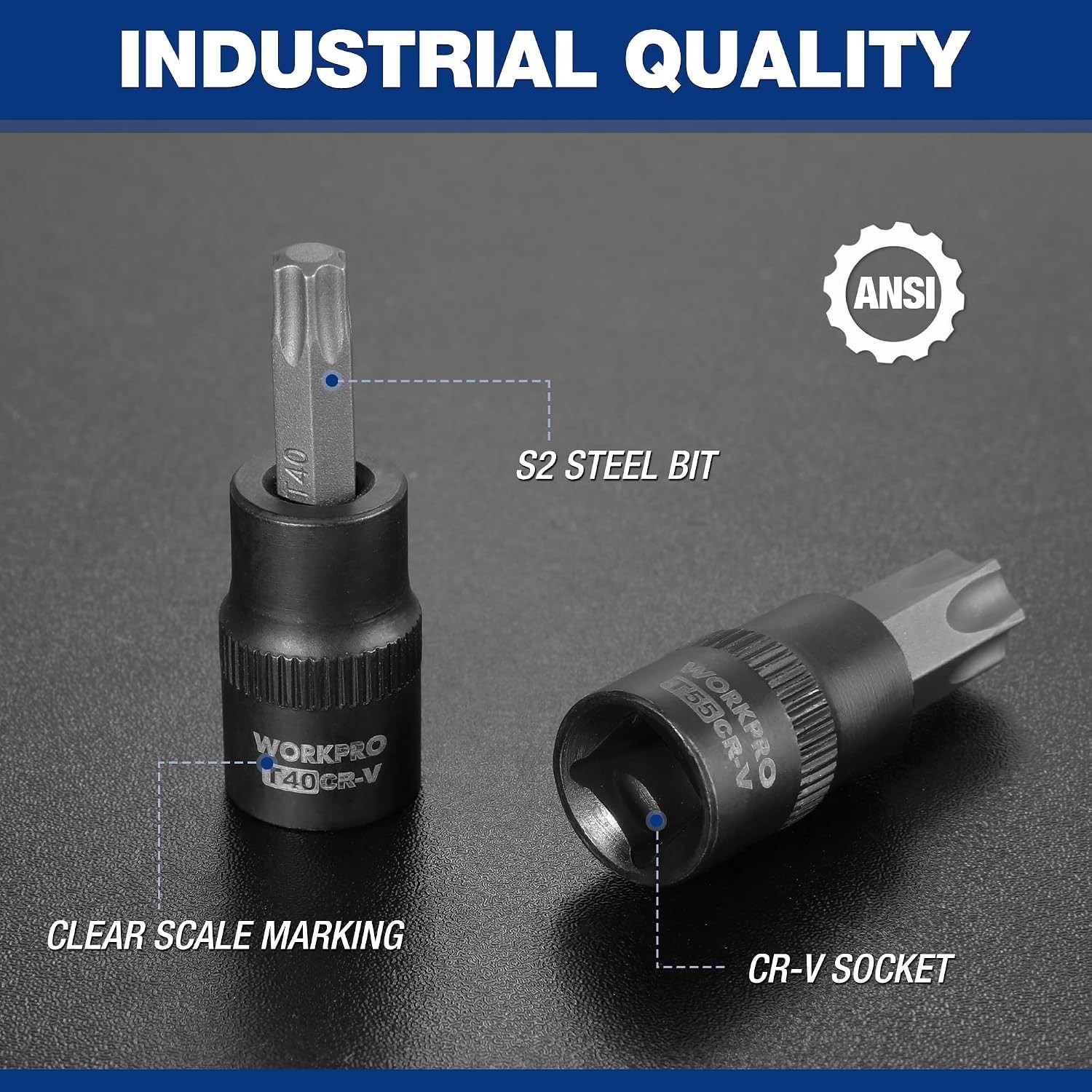 60-Piece Master Torx Bit Socket Set, CR-V & S2 Alloy Steel