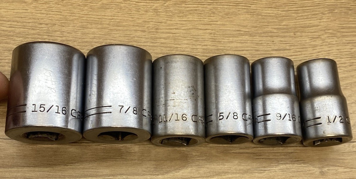 Craftsman USA 1/2” Drive Socket Set V Series Lot 1/2 9/16 5/8 11/16 7/8 15/16