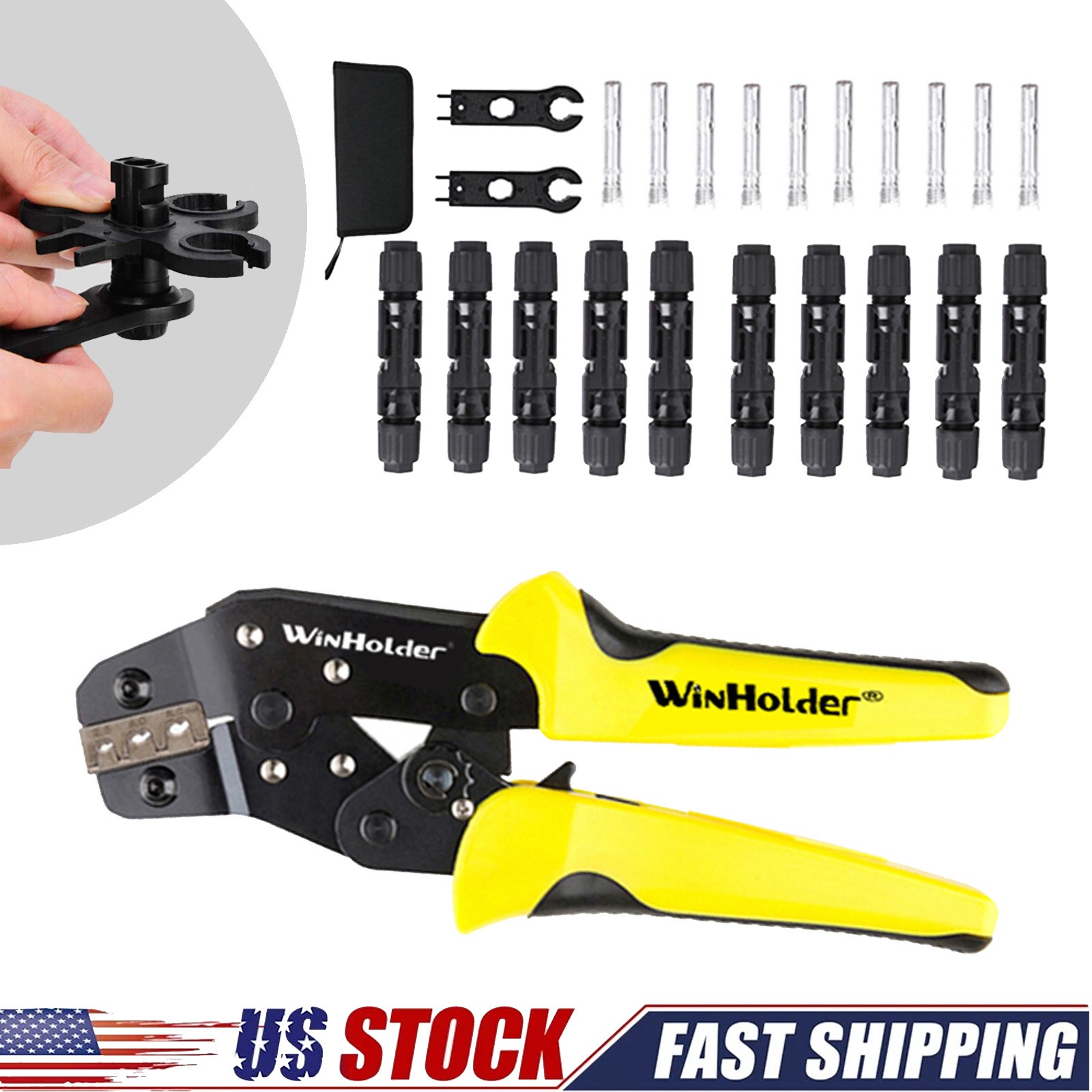 23x Solar Crimping Tool Set Connector AWG14-10 Panel PV Cable Crimper Pliers USA
