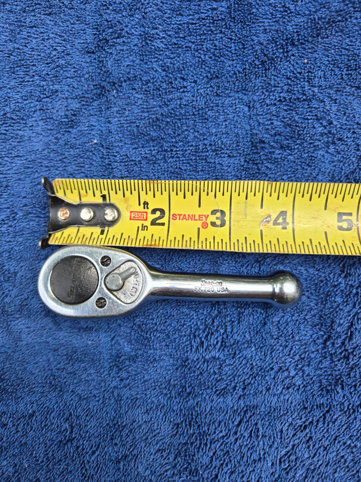 Snap-On FK720, 3/8″ Drive Stubby Handle Ratchet 4″ long USA vintage