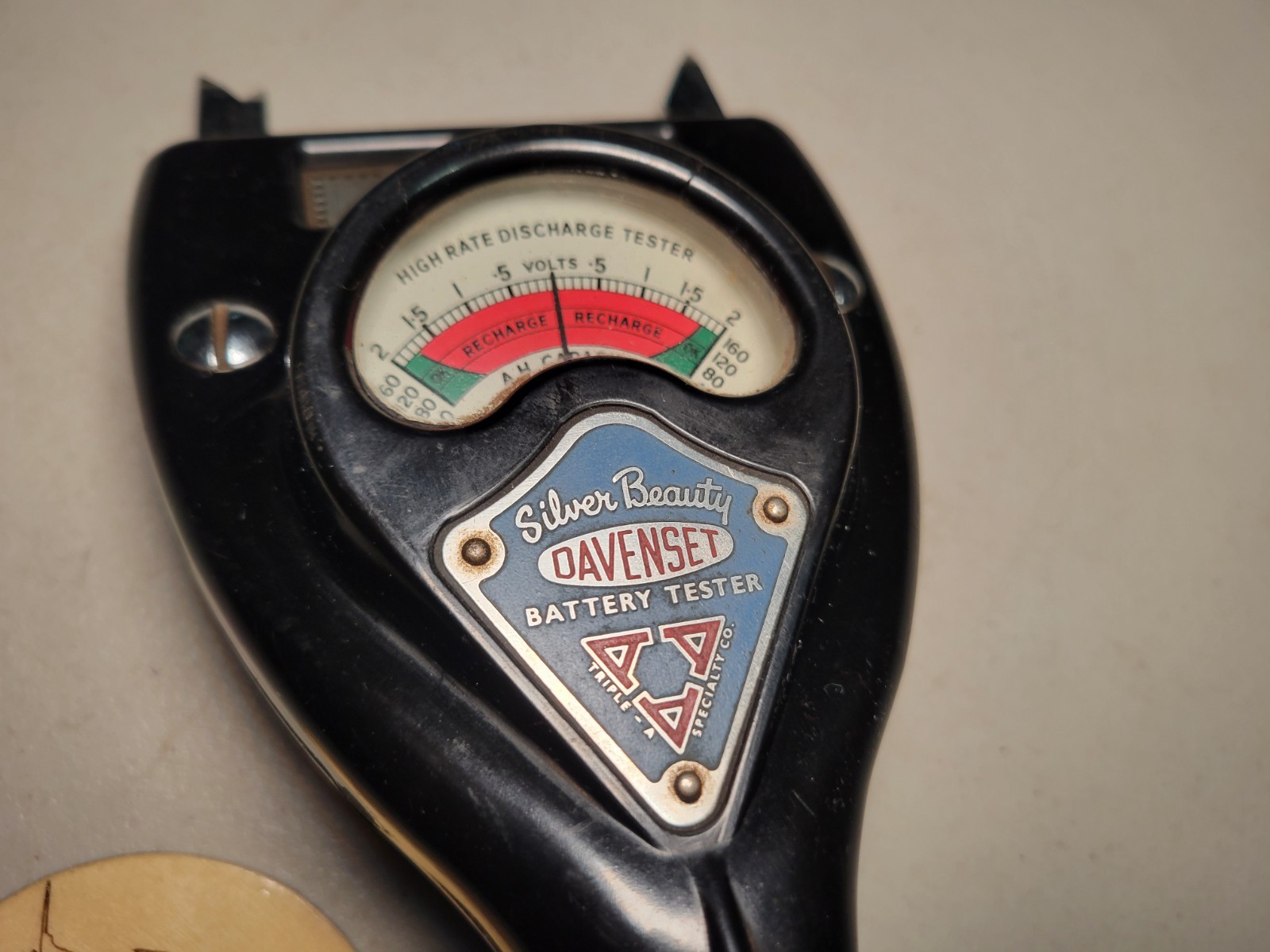 Vintage Davenset Heavy Discharge Battery Cell Tester Handheld Gauge 1950s 50s