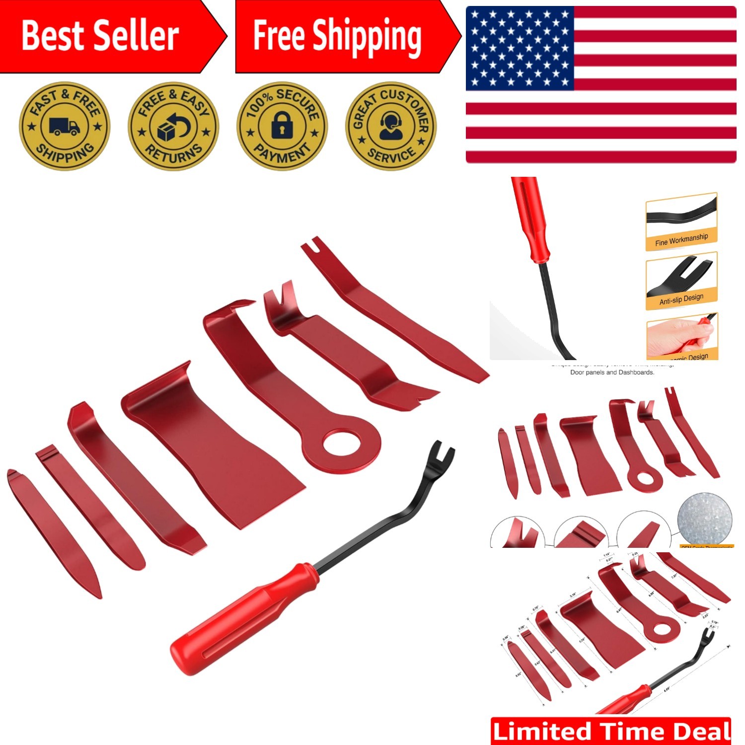8-Piece Car Trim Tools – Ergonomic and Eco-Friendly Fastener Remover