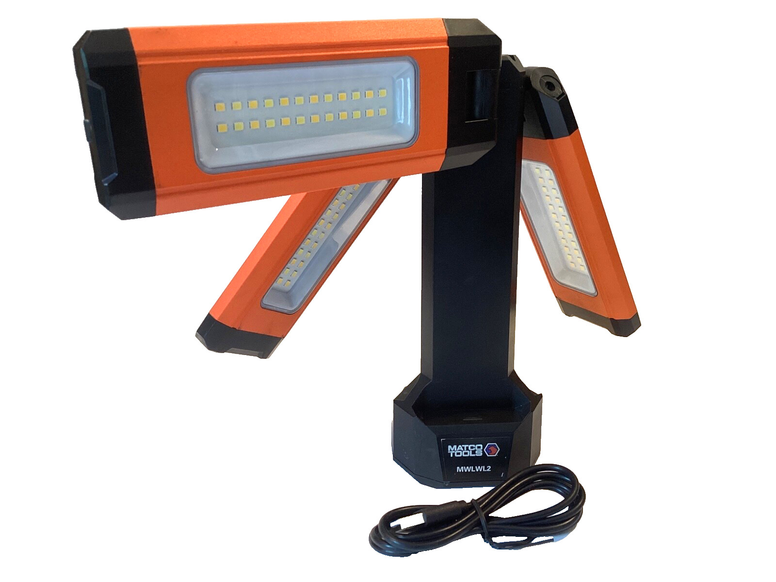 Matco Tools 2000 Lumen Cordless Work Light 3 Snap in Multi Direction Heads MINT