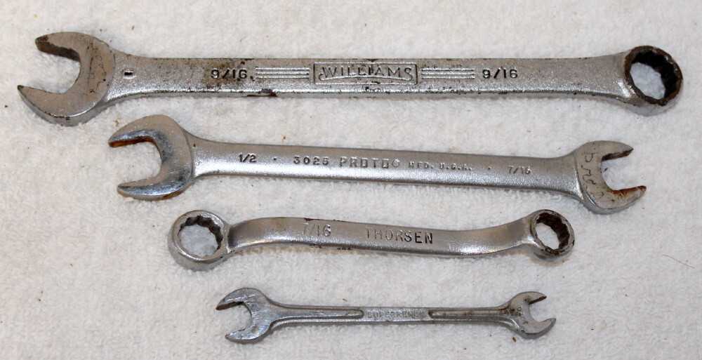 Lot of 4 Vtg Mechanics Wrenches ~ Proto 3025, Williams 1163 & 1020 Thorsen 2112