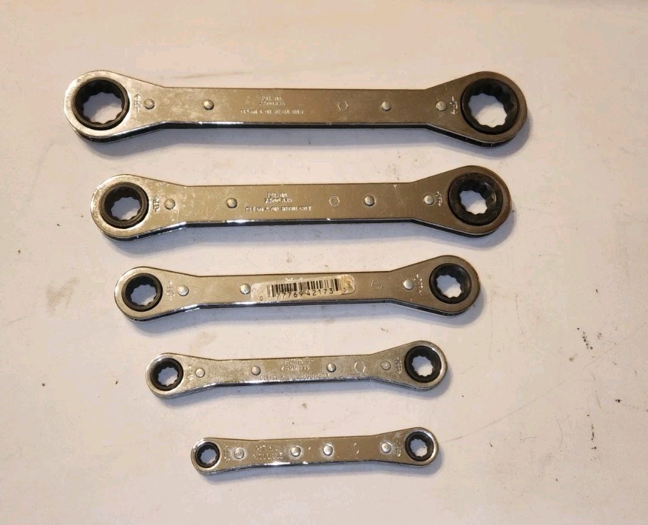Vintage Craftsman 5pc Flat Metric Ratcheting Box Wrench Set 42170 7mm-21mm