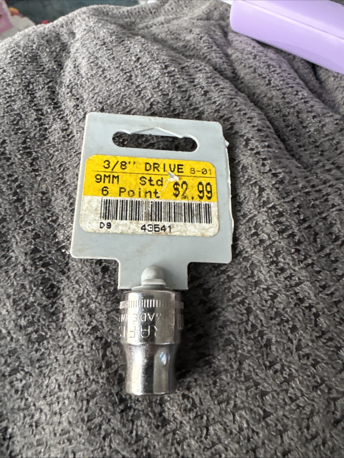 Sears Craftsman USA Nos 3/8” Drive Socket 9mm 6 Point 43541 Inv G1