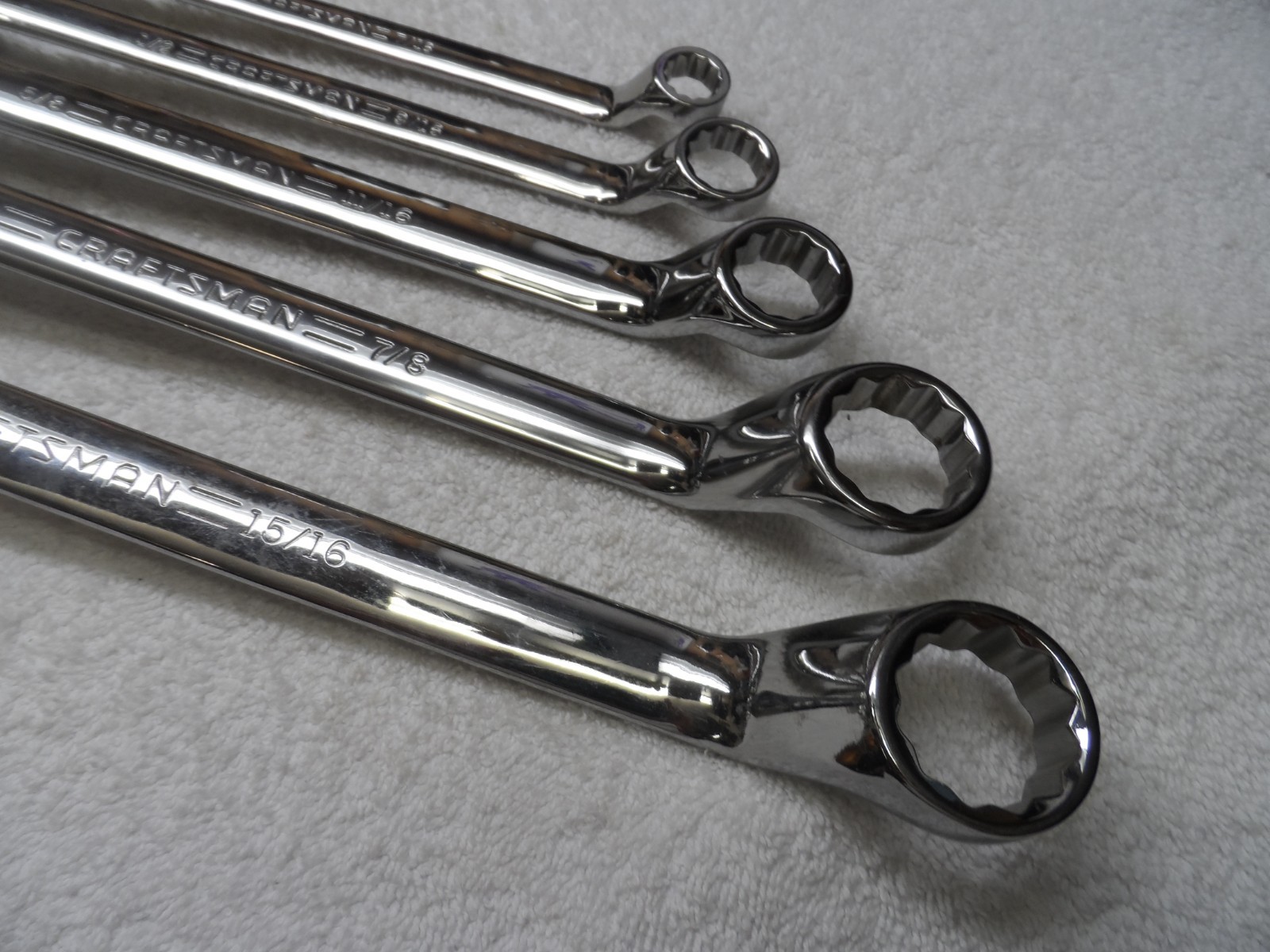 Craftsman Professional USA NOS Deep Offset Full Polish SAE Wrench Set – 5 pcs