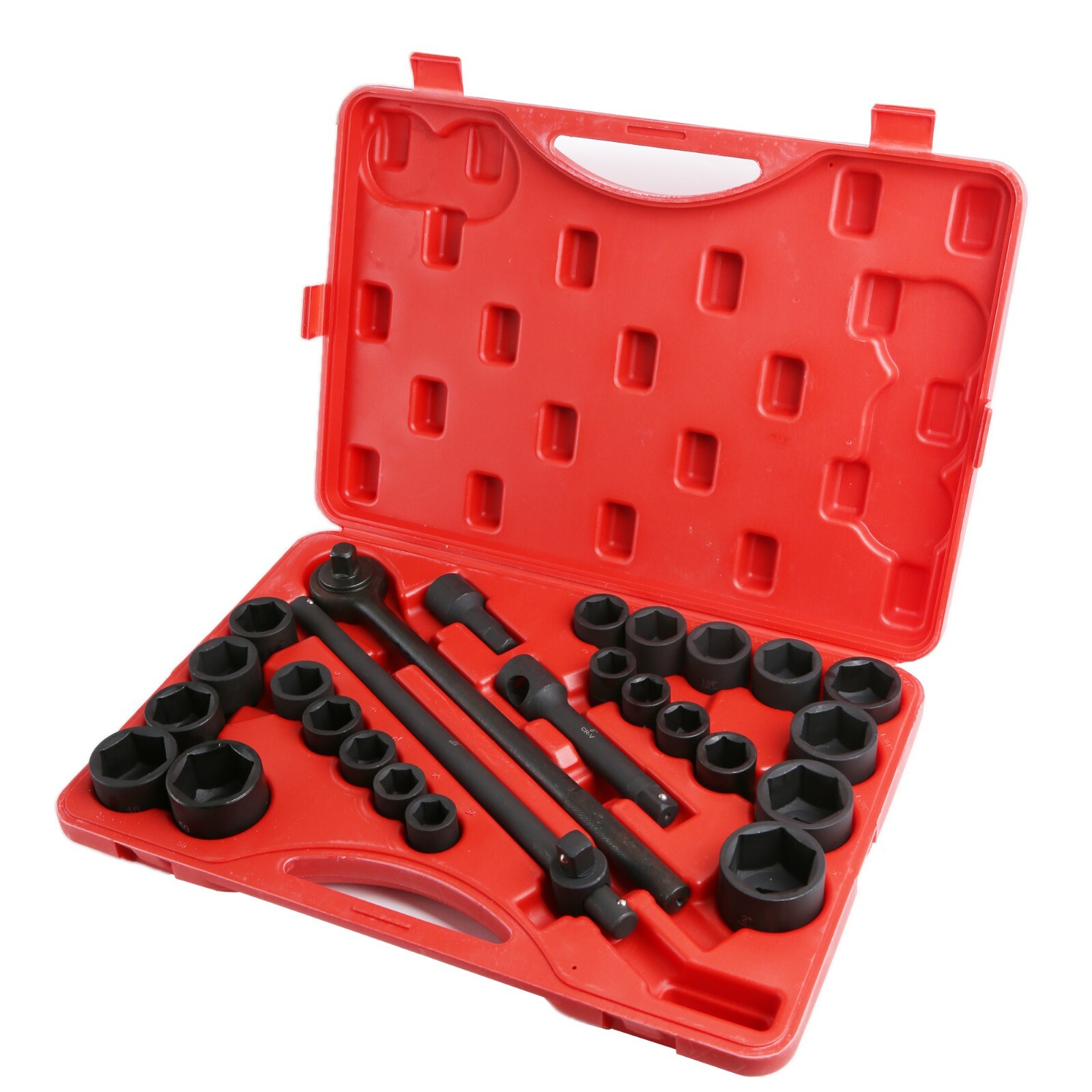 27Pcs 3/4″ Drive Metric&SAE Cr-V Drop Forged Steel Impact Socket Tool Set
