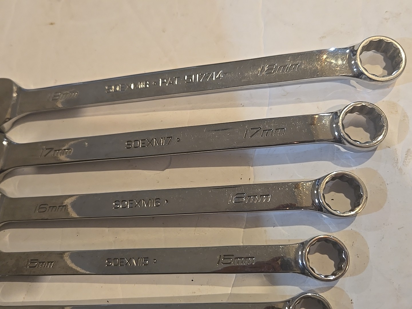 SNAP-ON TOOLS 9 PIECE METRIC FLANK DRIVE PLUS COMBINATION WRENCH SET 10MM-18MM