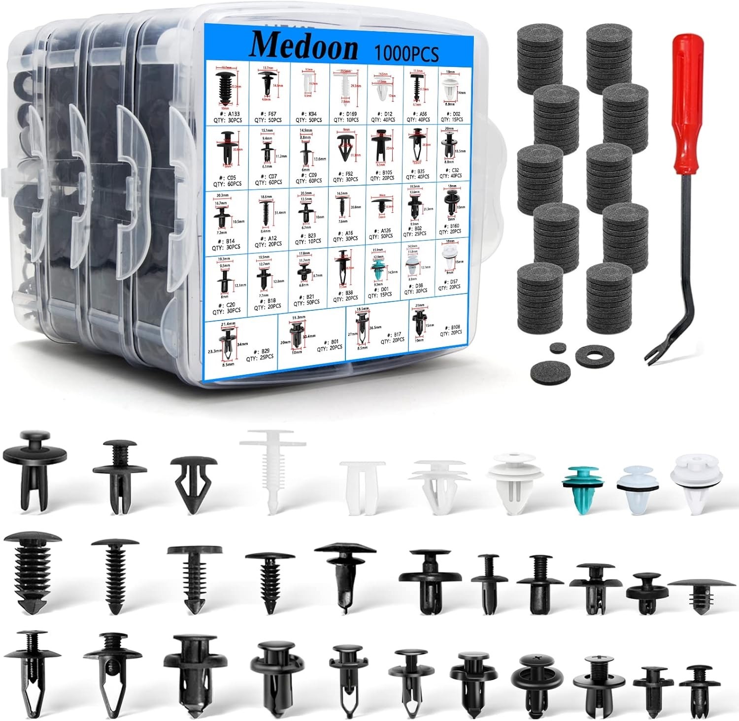 1115PCS Car Retainer Clips Auto Fasteners Push Trim Clips Pin Rivet Bumper Kit