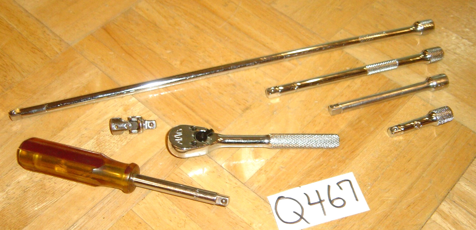 MAC TOOLS 7 PIECE 1/4 DRIVE RATCHET 4 EXTENSIONS 1/4 DRIVE HANDLE & A UNIVERSAL