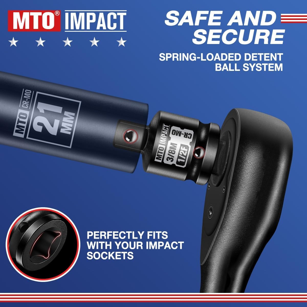 2 Piece 1/2 Female to 3/8 Male Impact Socket Adapter Set Cr Mo Steel