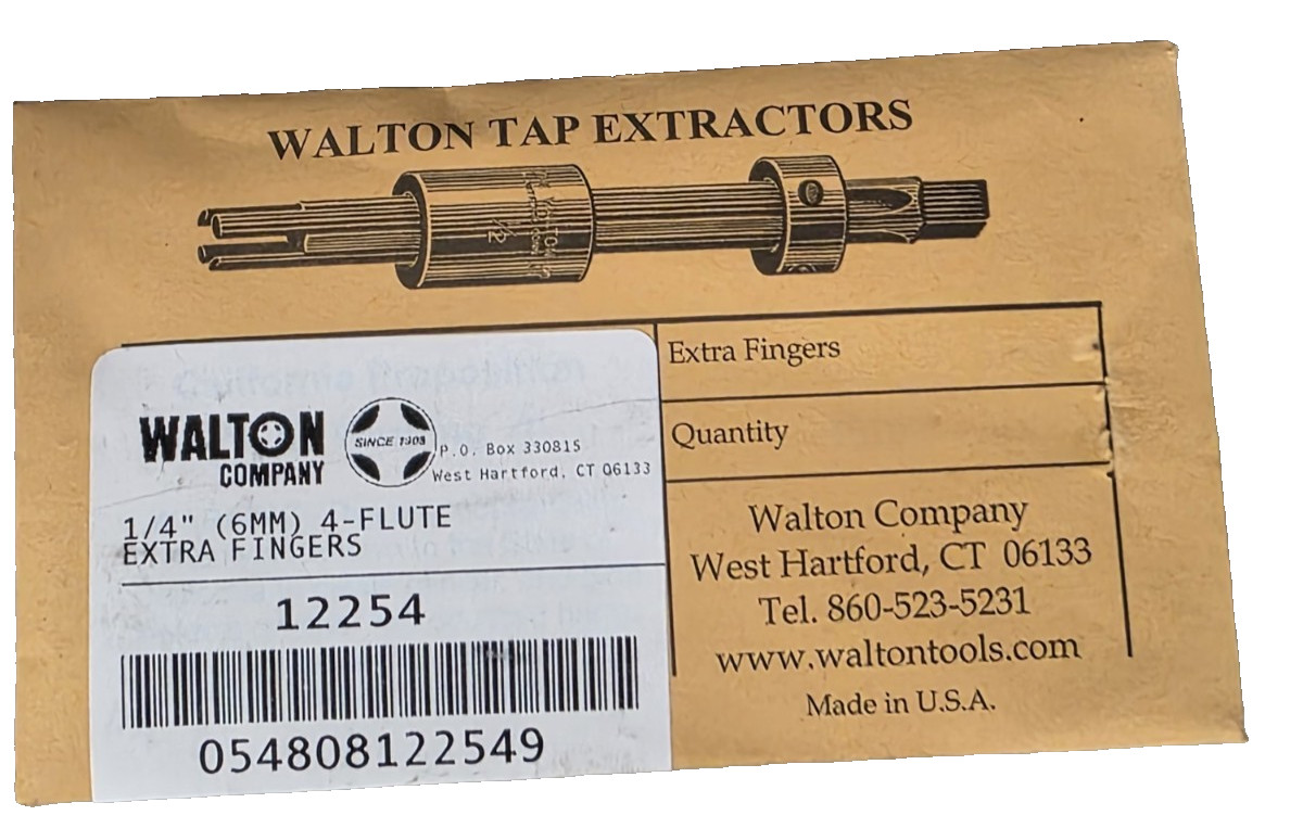 1/4″ 4 Flute Walton 12254 Tap Extractor Replacement Fingers Set of 4