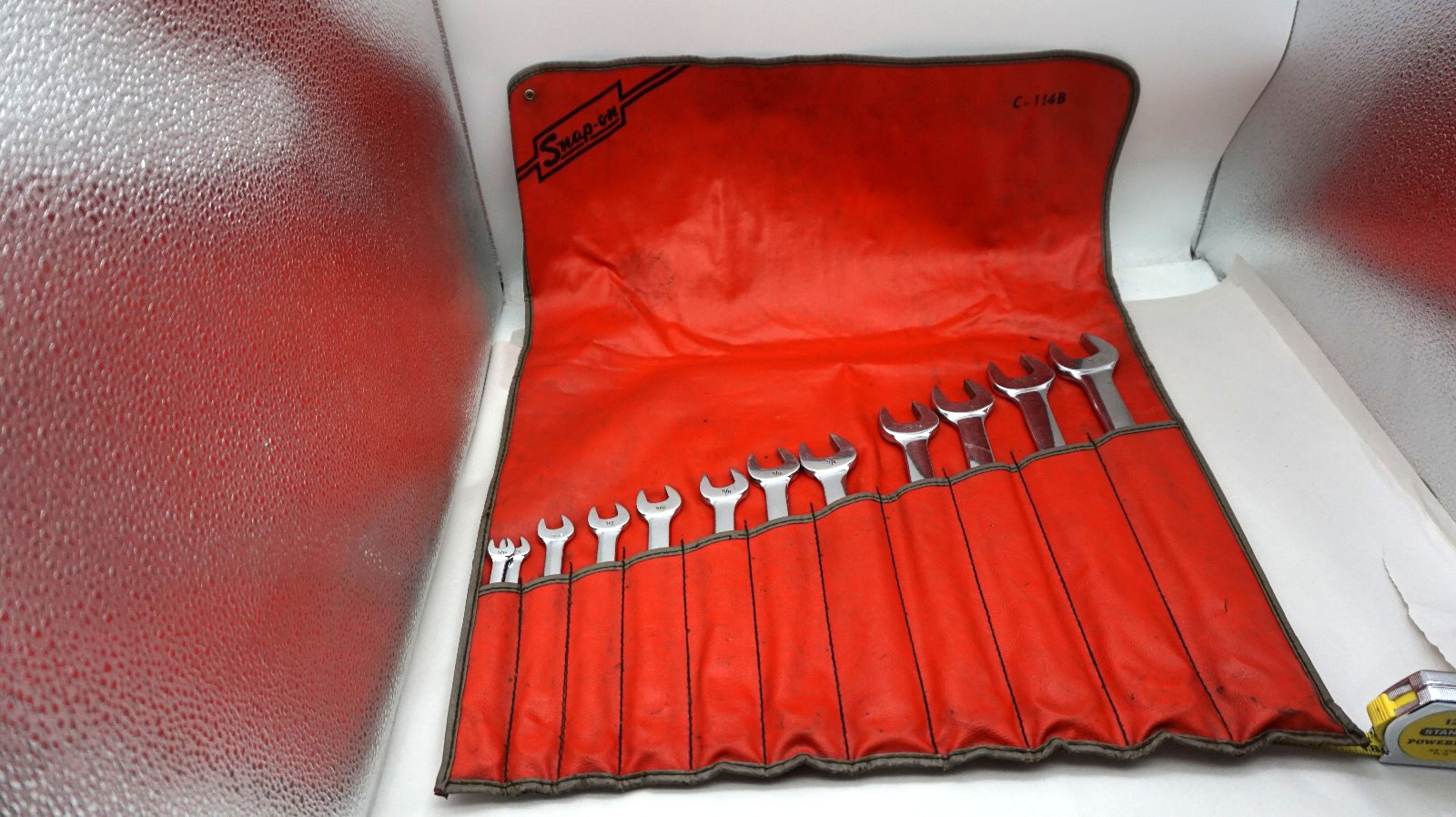 12 Snap On Combination Wrench Set C-114B In Red Mat Roll OEX 5/16 – 1″ Chrome