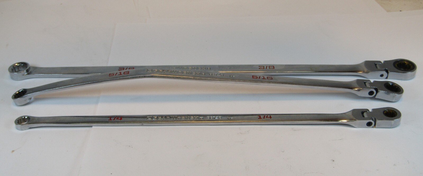GearWrench Double Box End Ratcheting Flex Head Wrench Set 120xp 1/4″ 3/8″ 5/16″