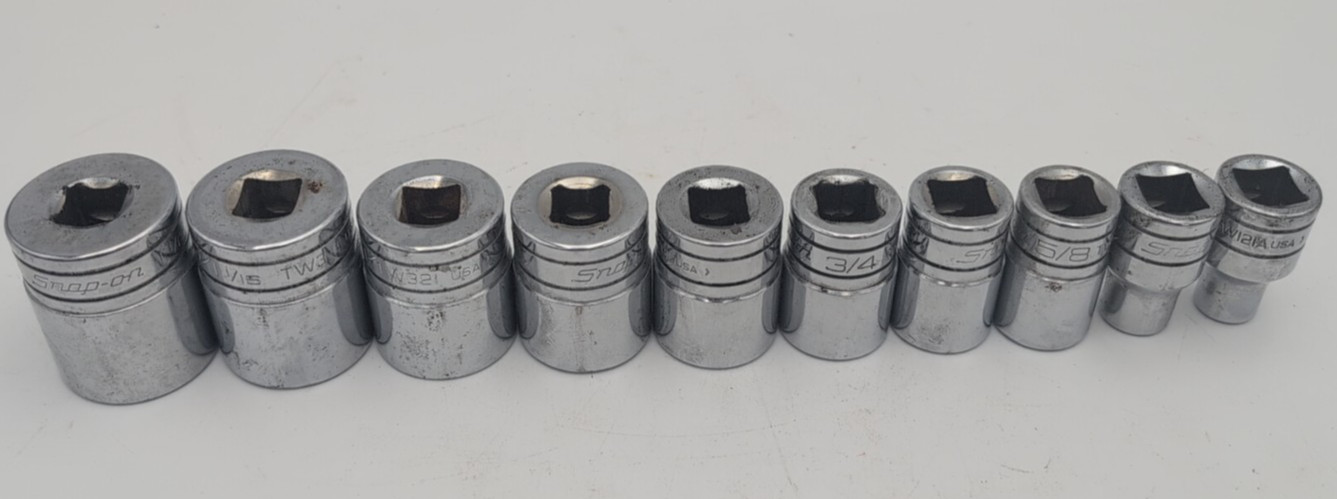Snap-On Tools USA 5pc Large SAE Socket Set Lot, 1/2″ Drive
