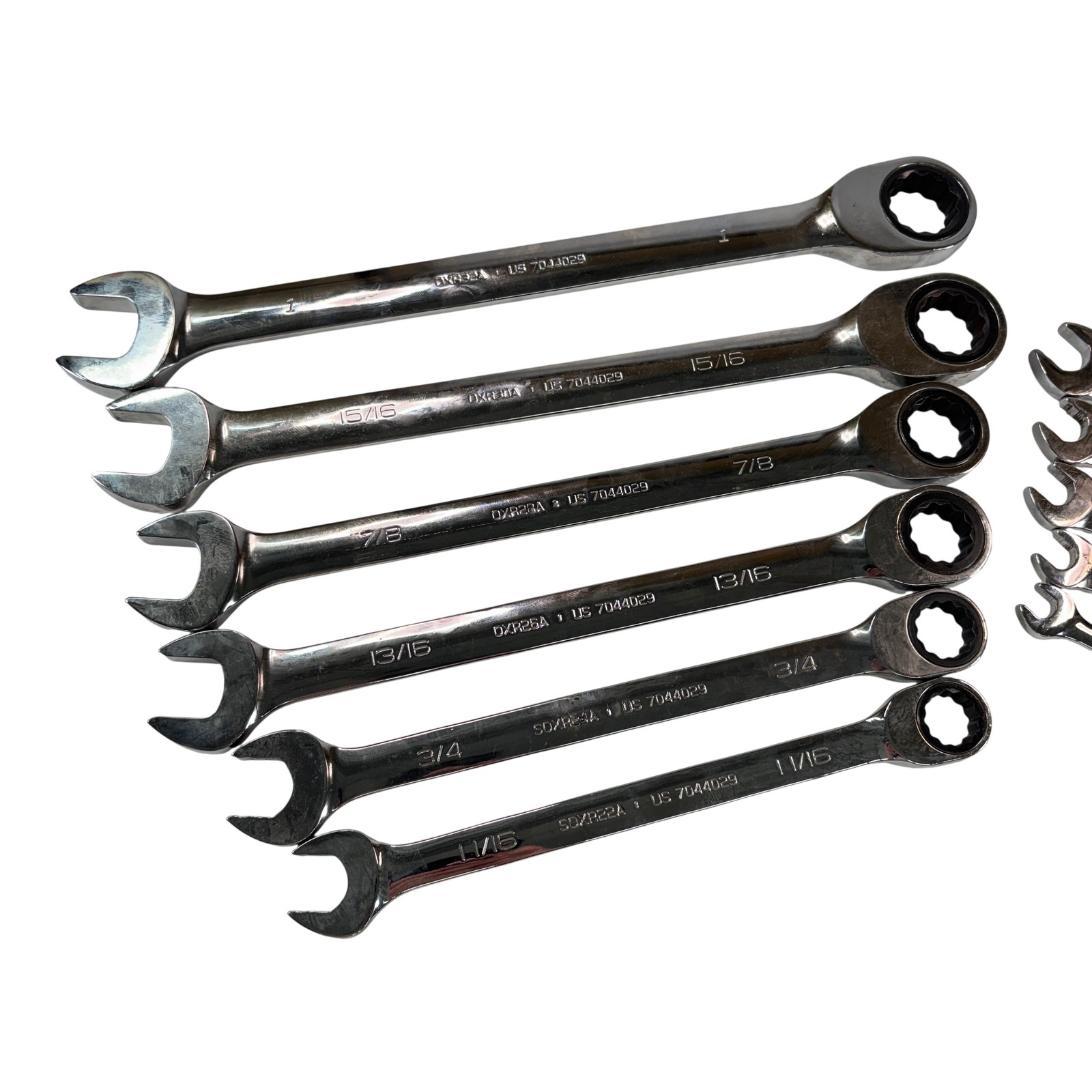 Snap-on Tools 11pc SAE Flank Drive Non-Reversible Ratcheting Combo Wrench Set