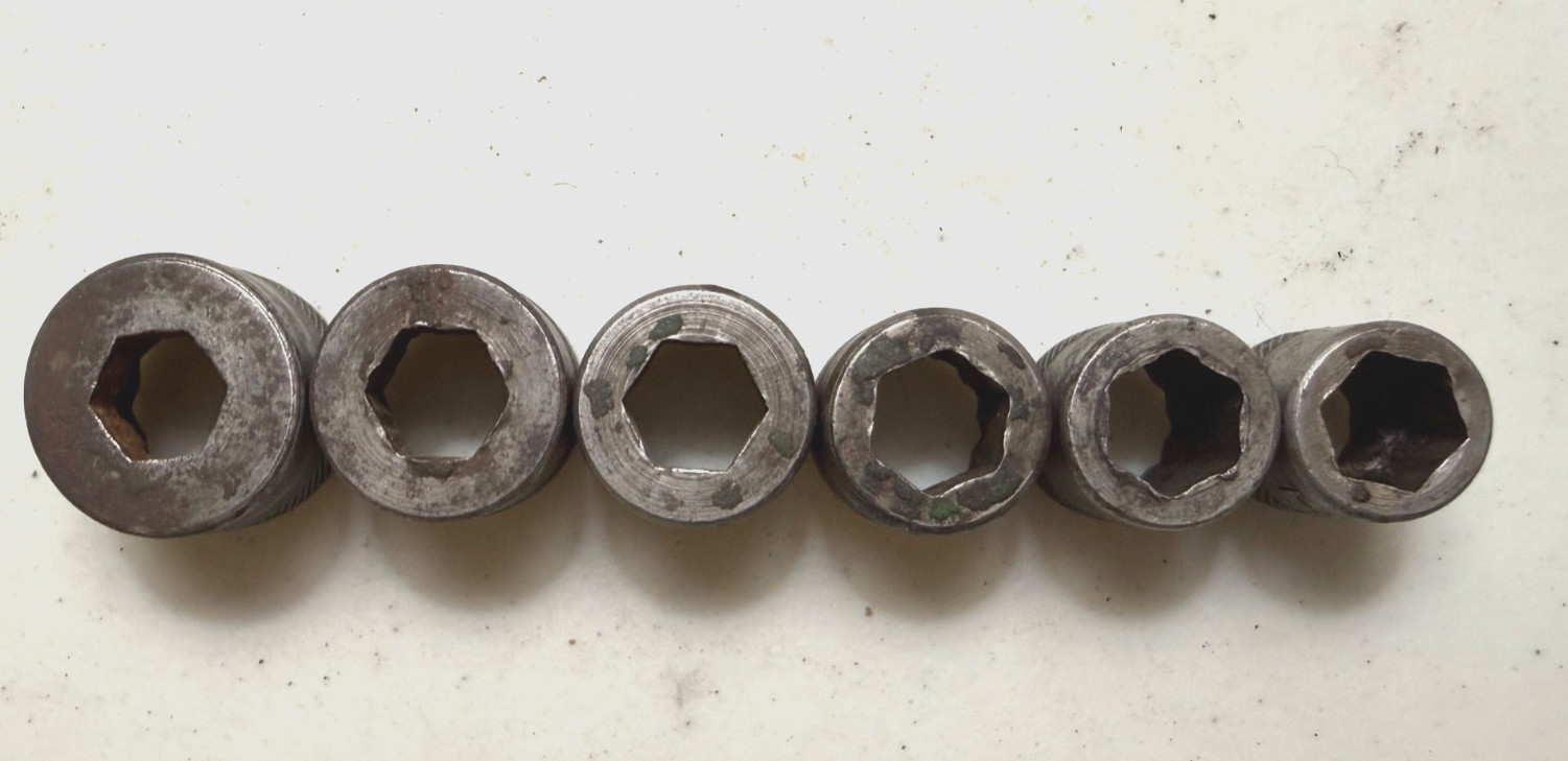 Vintage Indestro 6 Socket Set, w Breaker Bar & Holder, Early 1930″s, Good Cond
