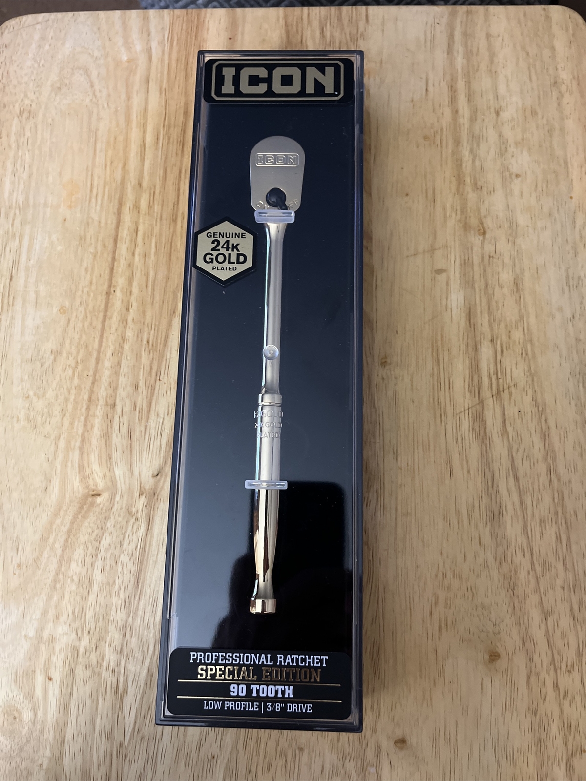 ICON GENUINE 24K GOLD PLATED PROFESSIONAL RATCHET SPECIAL EDITION 90 TOOTH 3/8»