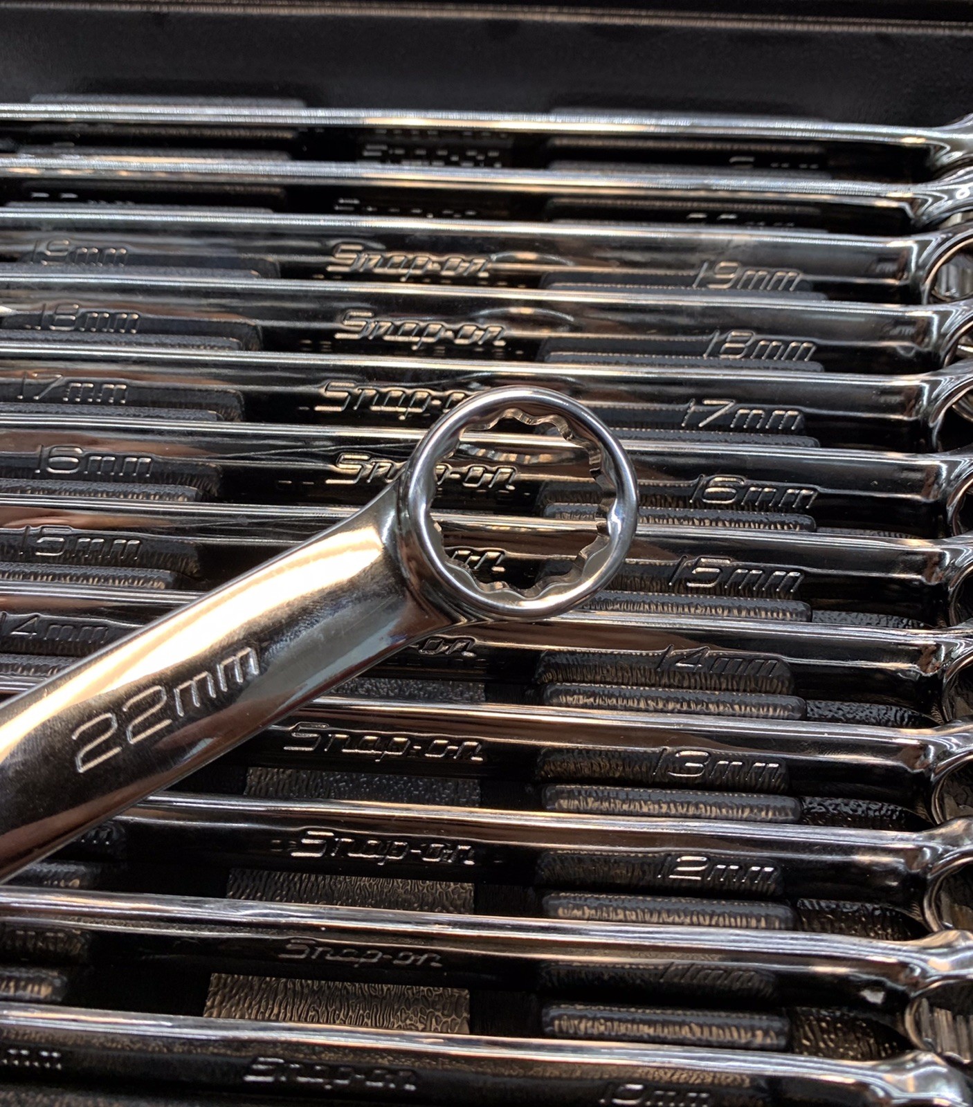 Snap-On OEXM713B 13pc 12 Pt Metric Flex Drive Combination Wrench Set 10-22mm