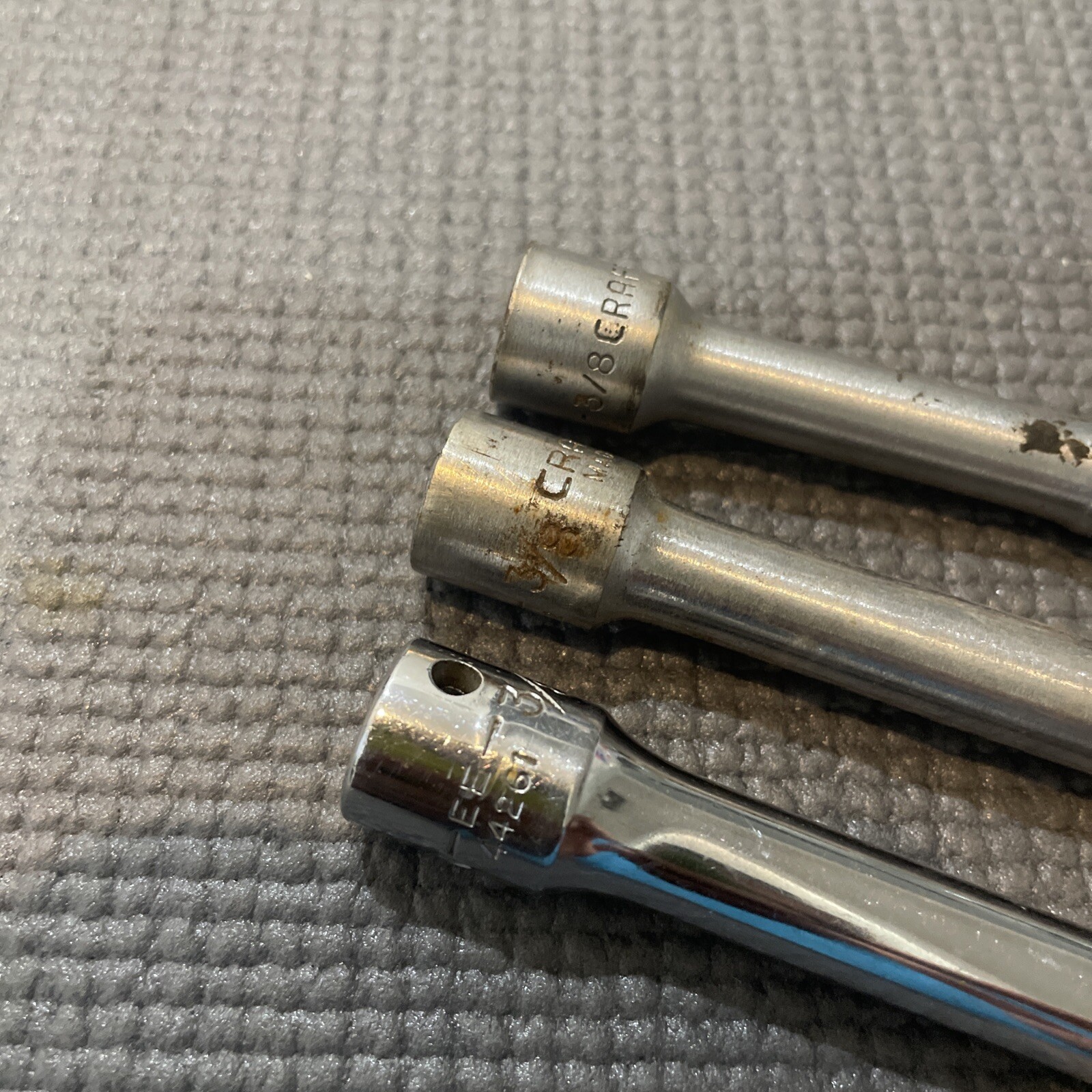 VINTAGE CRAFTSMAN ⅜” DRIVE EXTENSIONS 3,6,10” LONG AND ADAPTER 4256 MADE IN USA