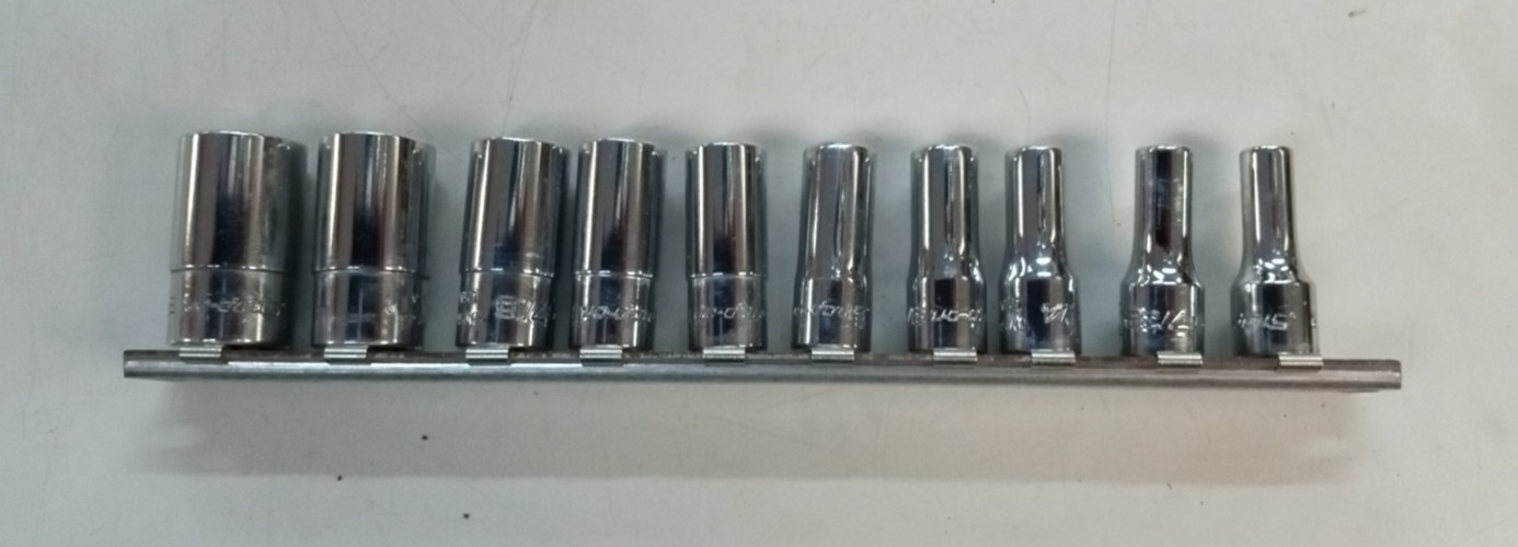 Snap-on 1/4 sockets 3/16, 7/32, 1/4, 9/32, 5/16, 11/32, 3/8, 7/16, 1/2, 9/16