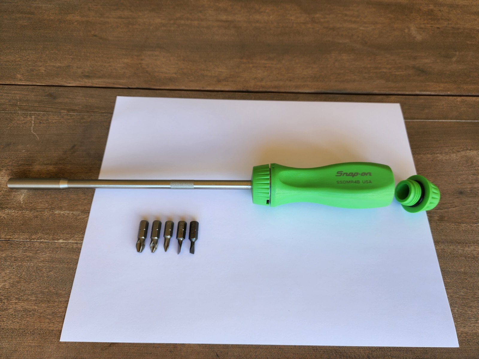 Snap-on Tools USA NEW GREEN Hard Grip 8″ Shaft Ratcheting Screwdriver SSDMR8AG