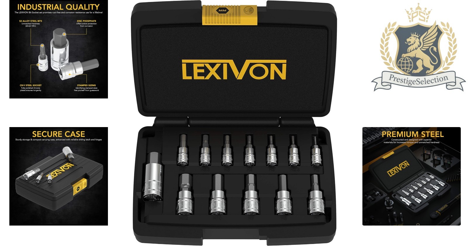 Complete 13-Piece Metric HEX Bit Socket Set | Polished Storage Case Included