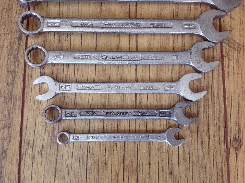 7 Palmera Combination Spanners 13/16″ to 7/16″AF 1 Metric 7mm.