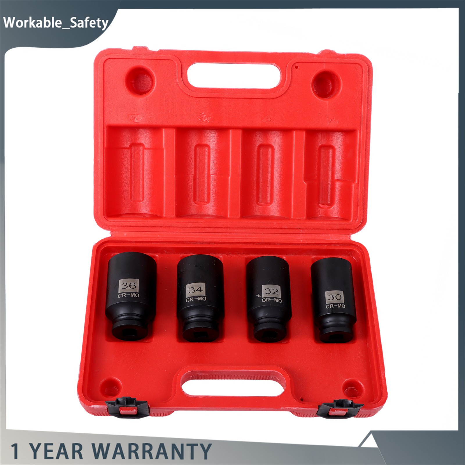 4pcs 1/2 Drive Deep Spindle Axle Nut Socket Set 30mm 32mm 34mm 36mm 12Point NEW