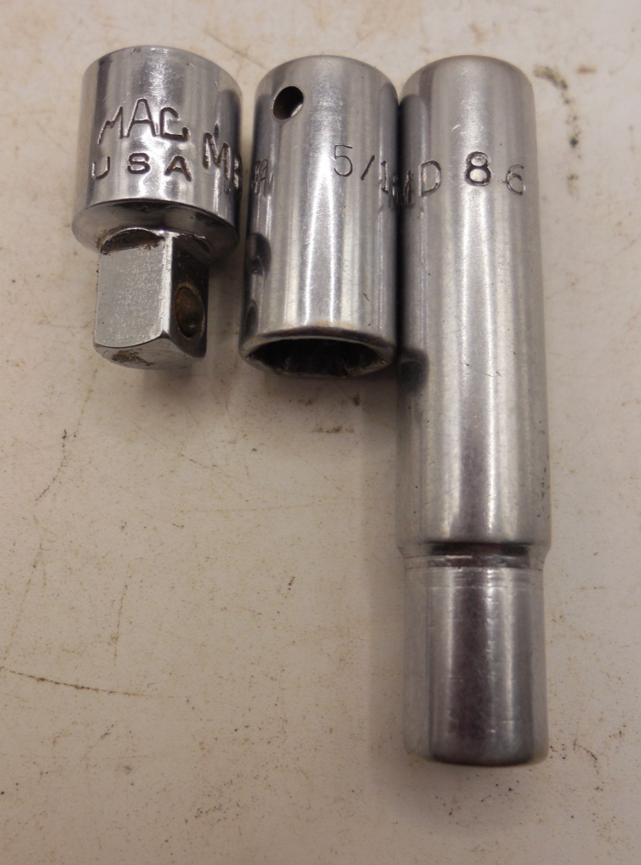 MAC tool 1/4dr MR5 L2 ratchet & deep well 1/4 shallow 5/16 sockets 1/2 extension