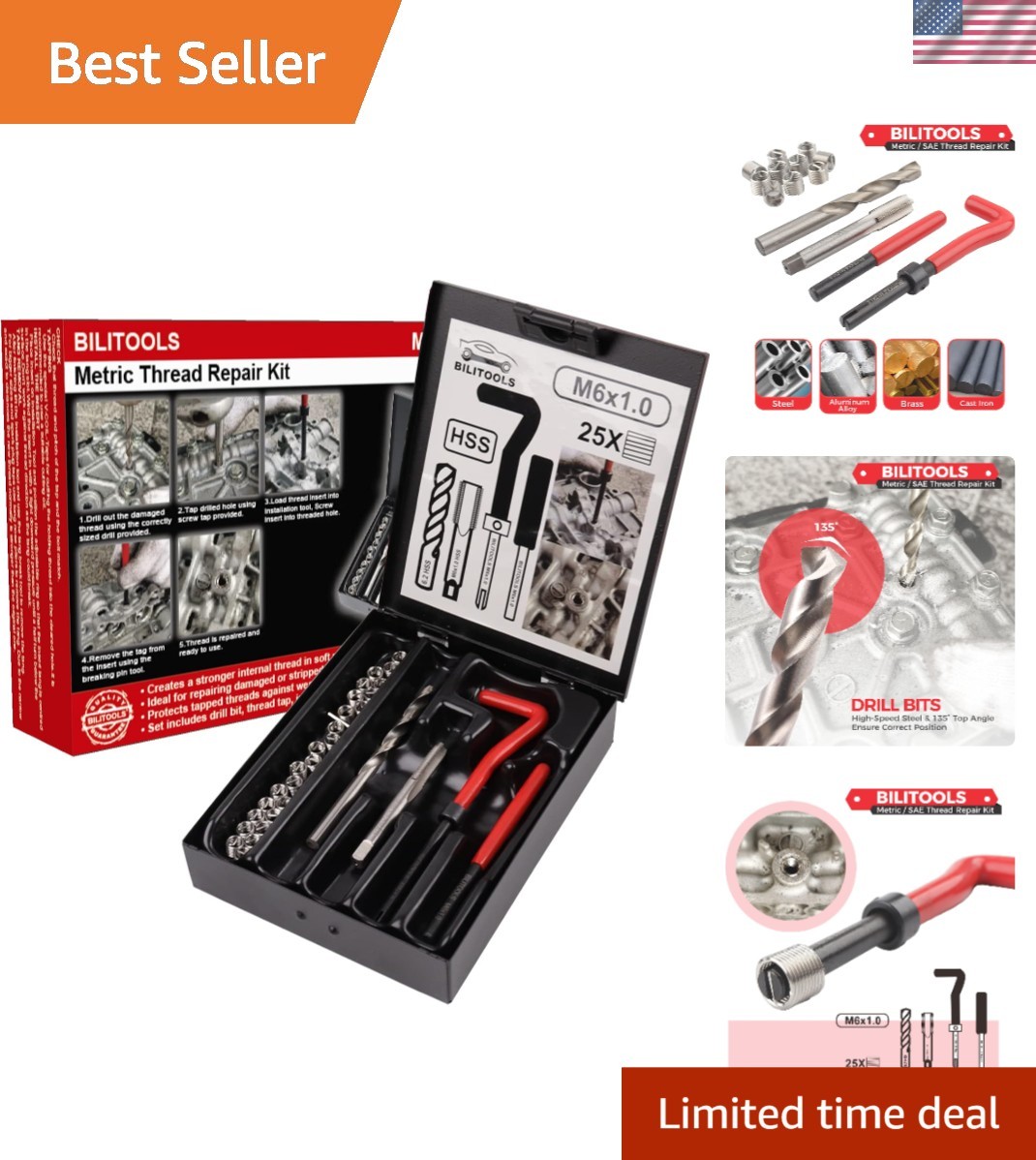 Efficient HSS Helicoil Thread Repair Kit M6x1.0 – Stainless Steel Inserts